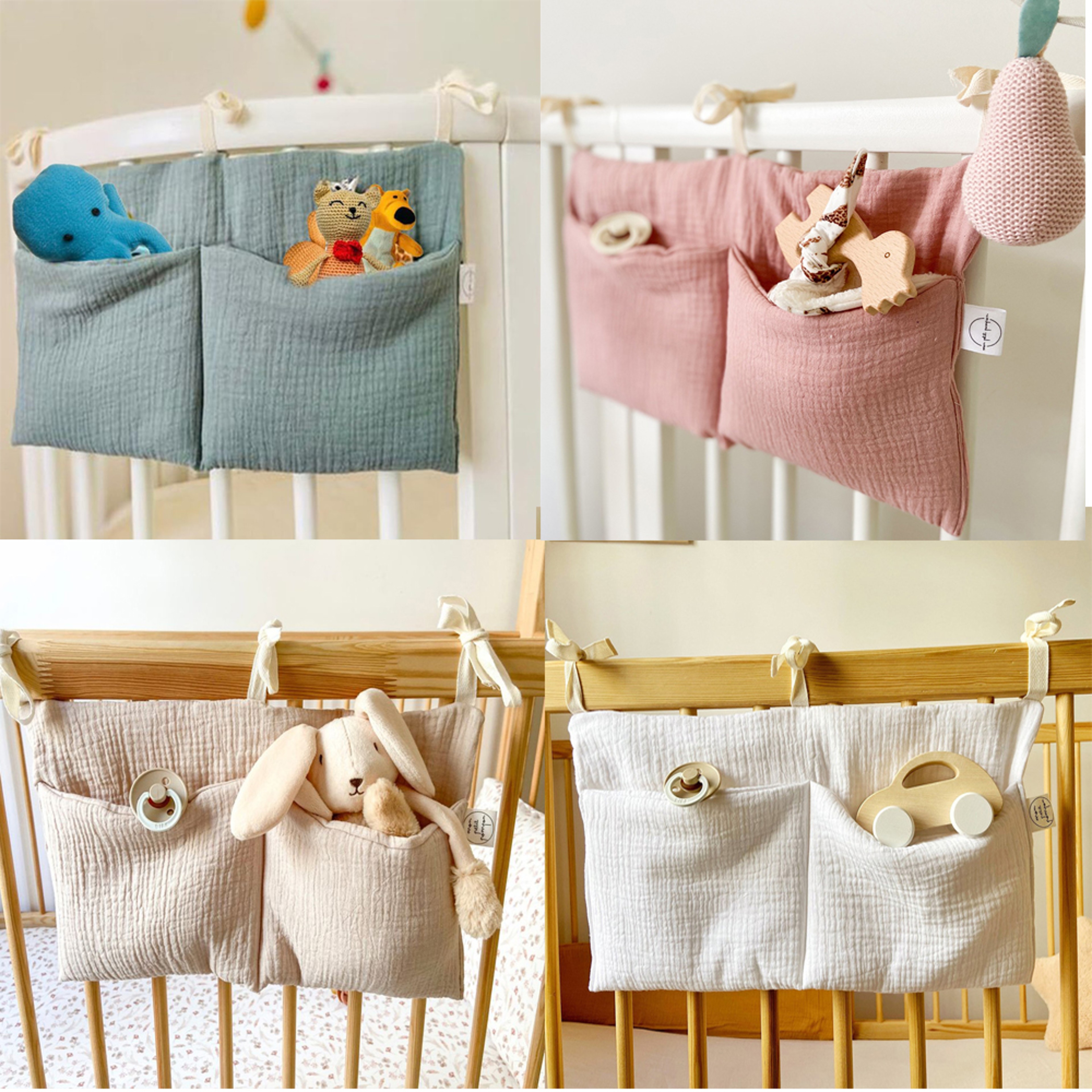 Bedside Hanging Diaper Organizer Baby Crib Cot Caddy Pockets Storage Bag Diaper Nursery Toys 0