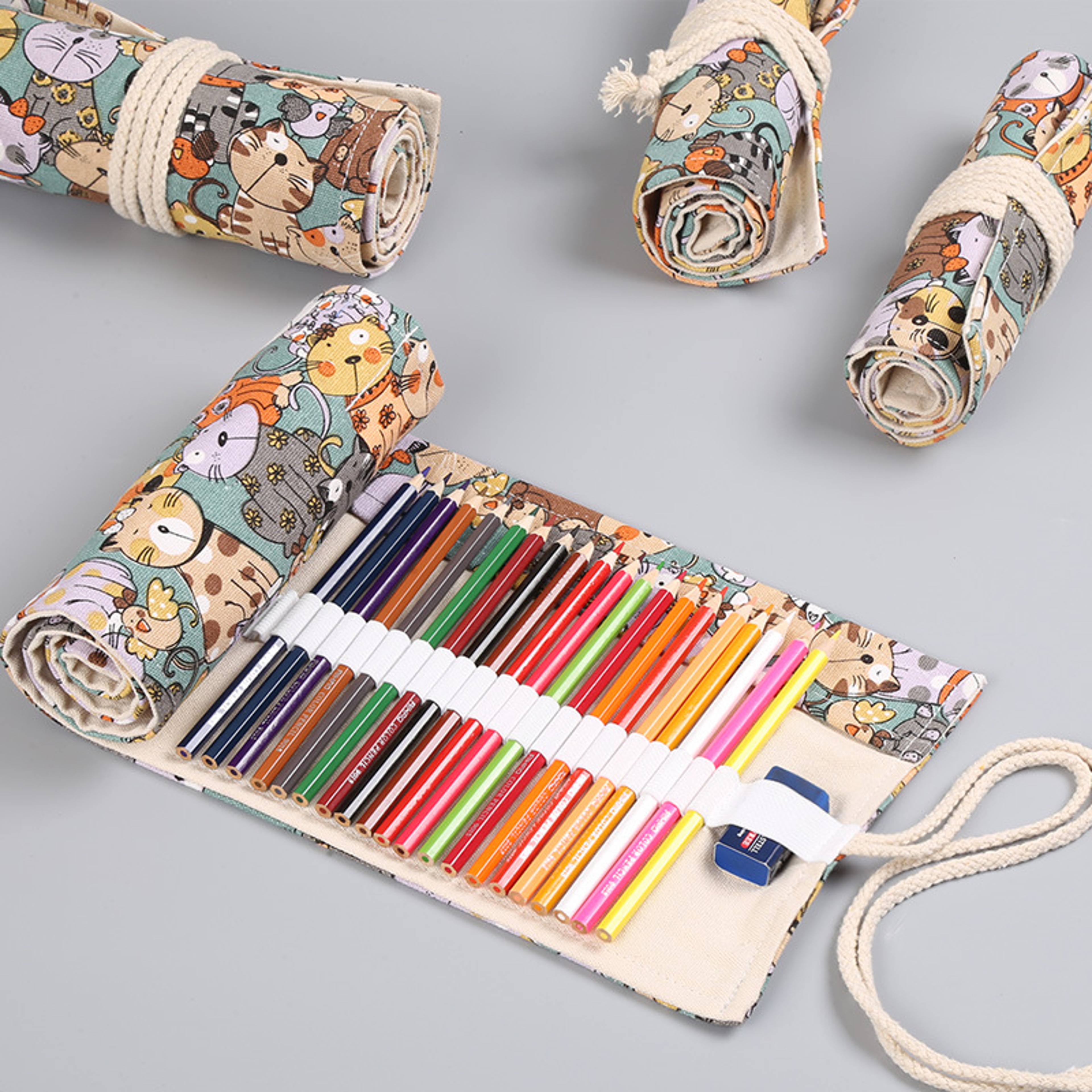 Kawaii Roll Colored Art Pencil Case School Student Supplies Cute Pencil Cases 0