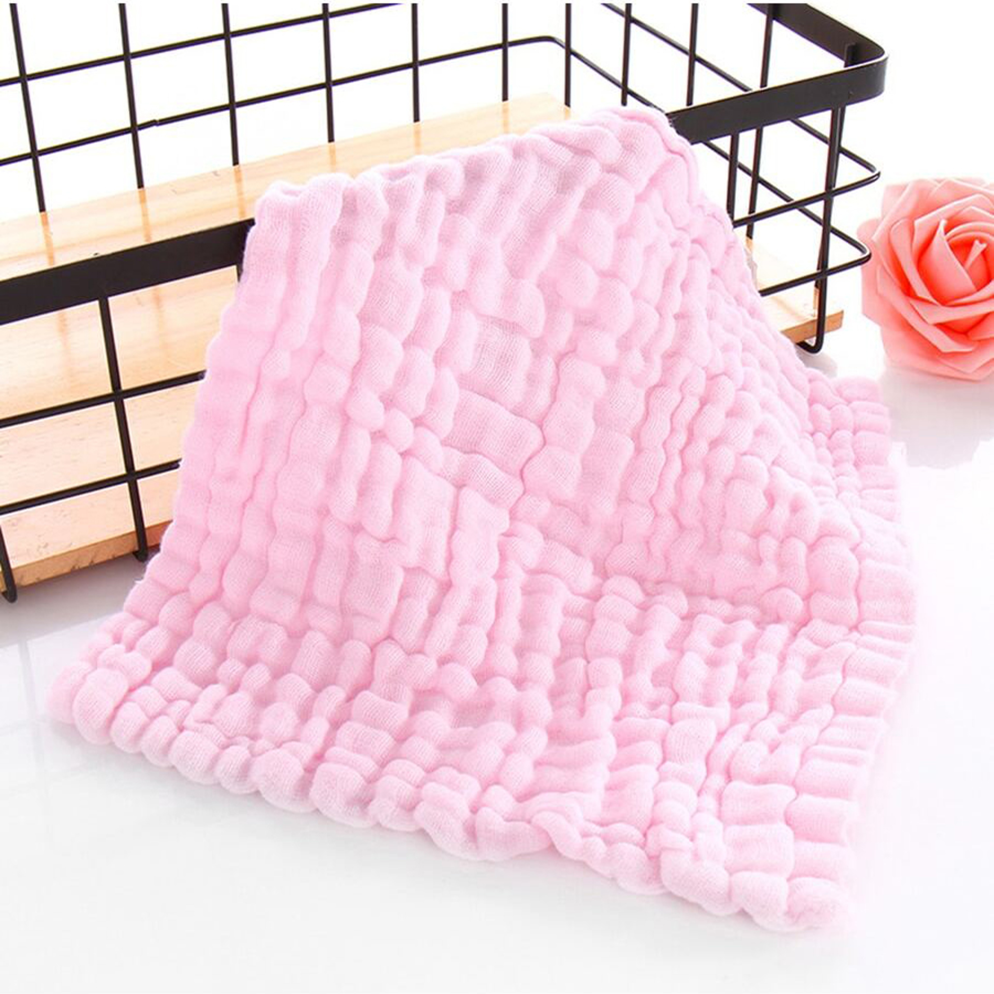 Soft Baby Towels Muslin Layers Cotton Face Towel Handkerchief Bathing Wipe Burp Cloth 2