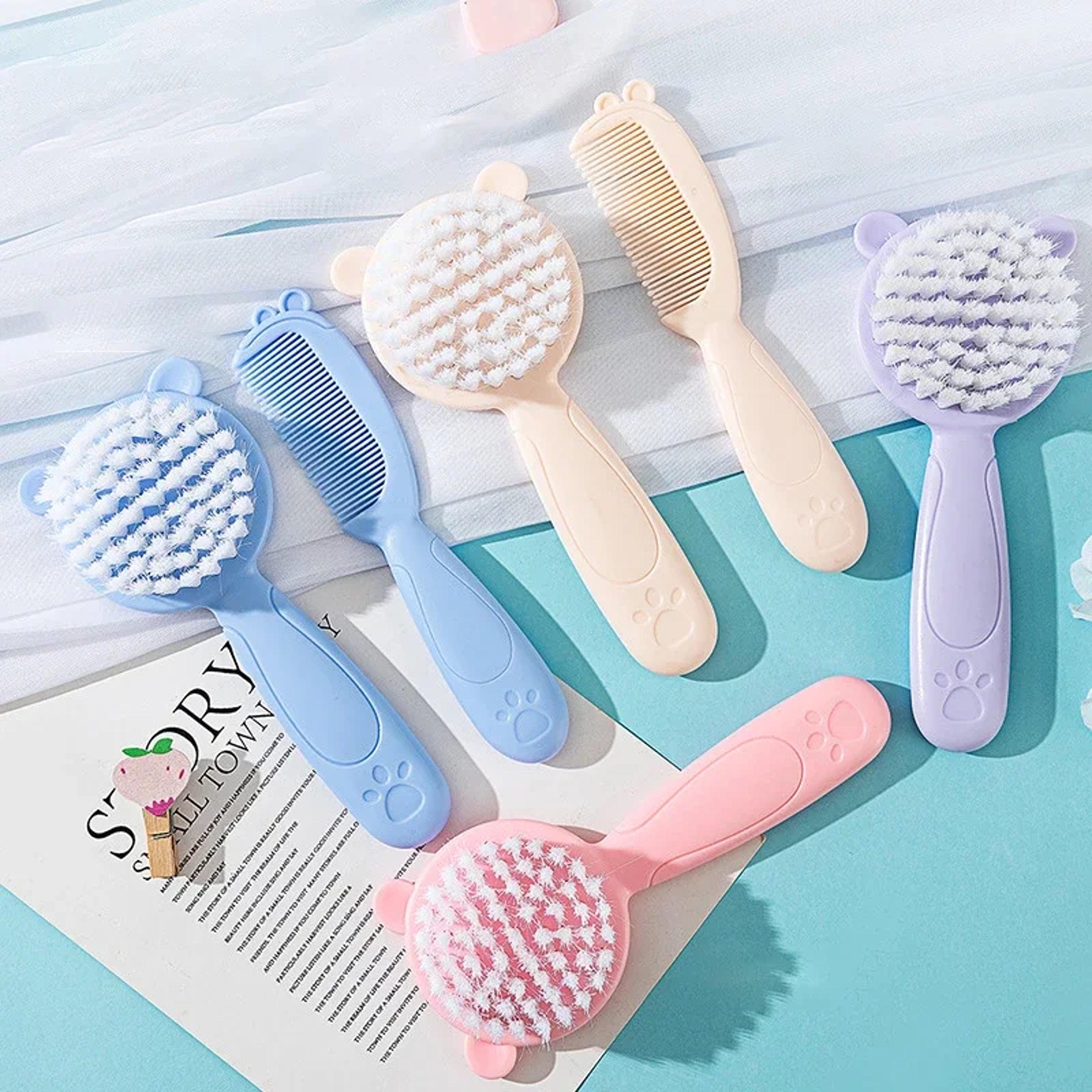 Baby Care Comb Set, Anti-scratch Infant Comb, Hairbrush for Kids, Head Massager for Newborn Boy and Girl – view 2