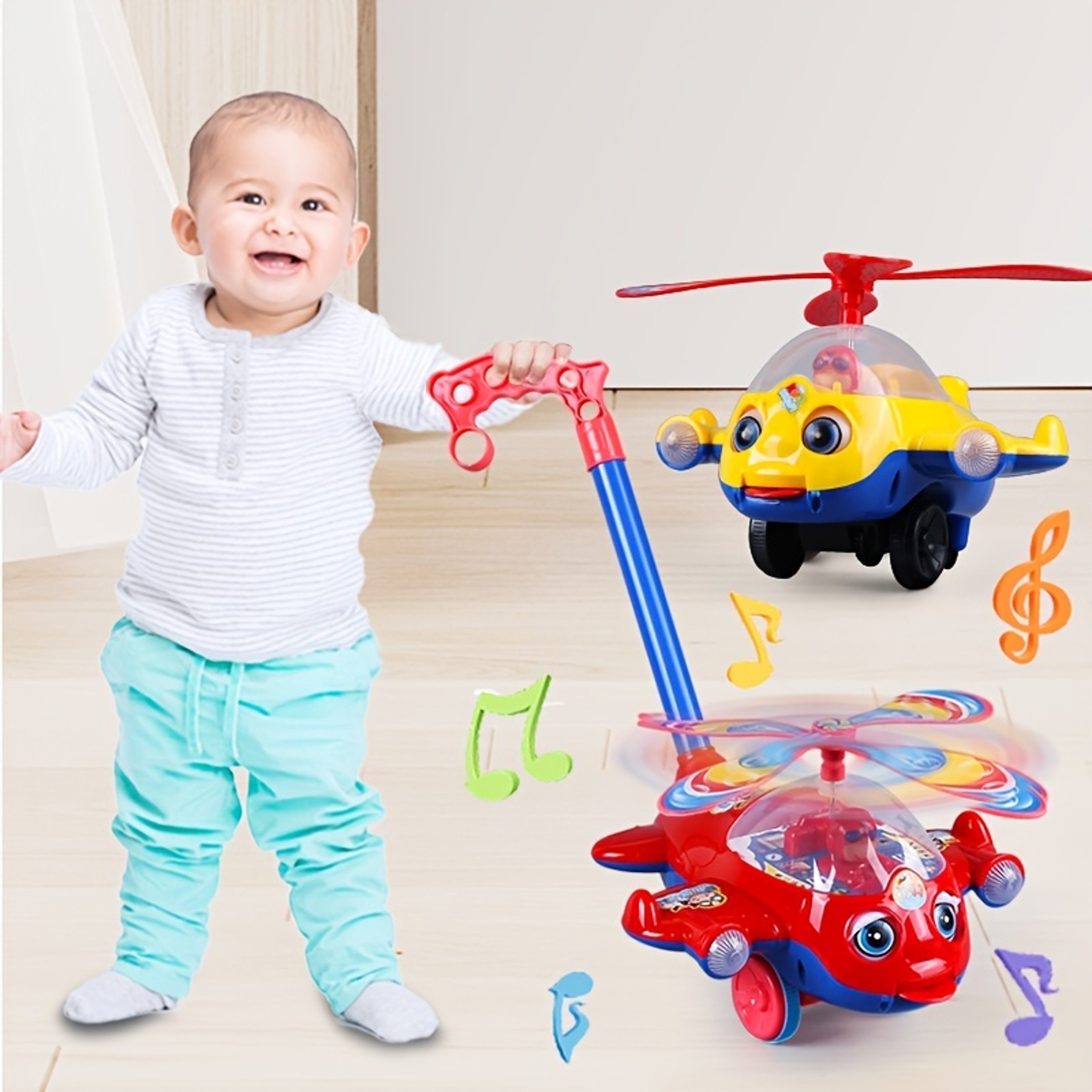 Toddler Toy Plane Car Baby Walker Toy Hand Push Walking Toy For Kids Children Boys Girls Outdoor 1