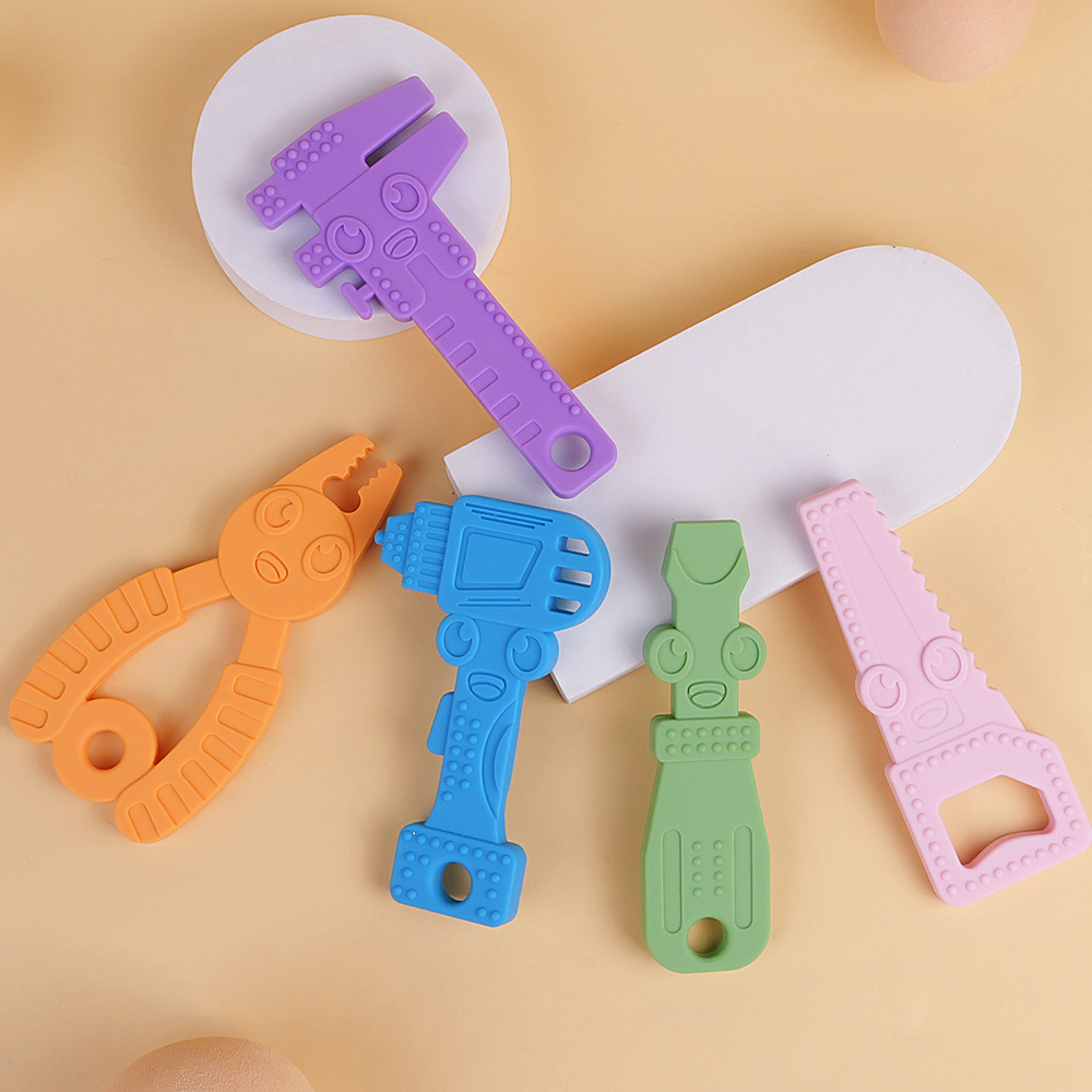 Silicone Tiny Rod Baby Teether Toys Food Grade Chewing Toy Baby Silicone Teether Wrench Childrens G