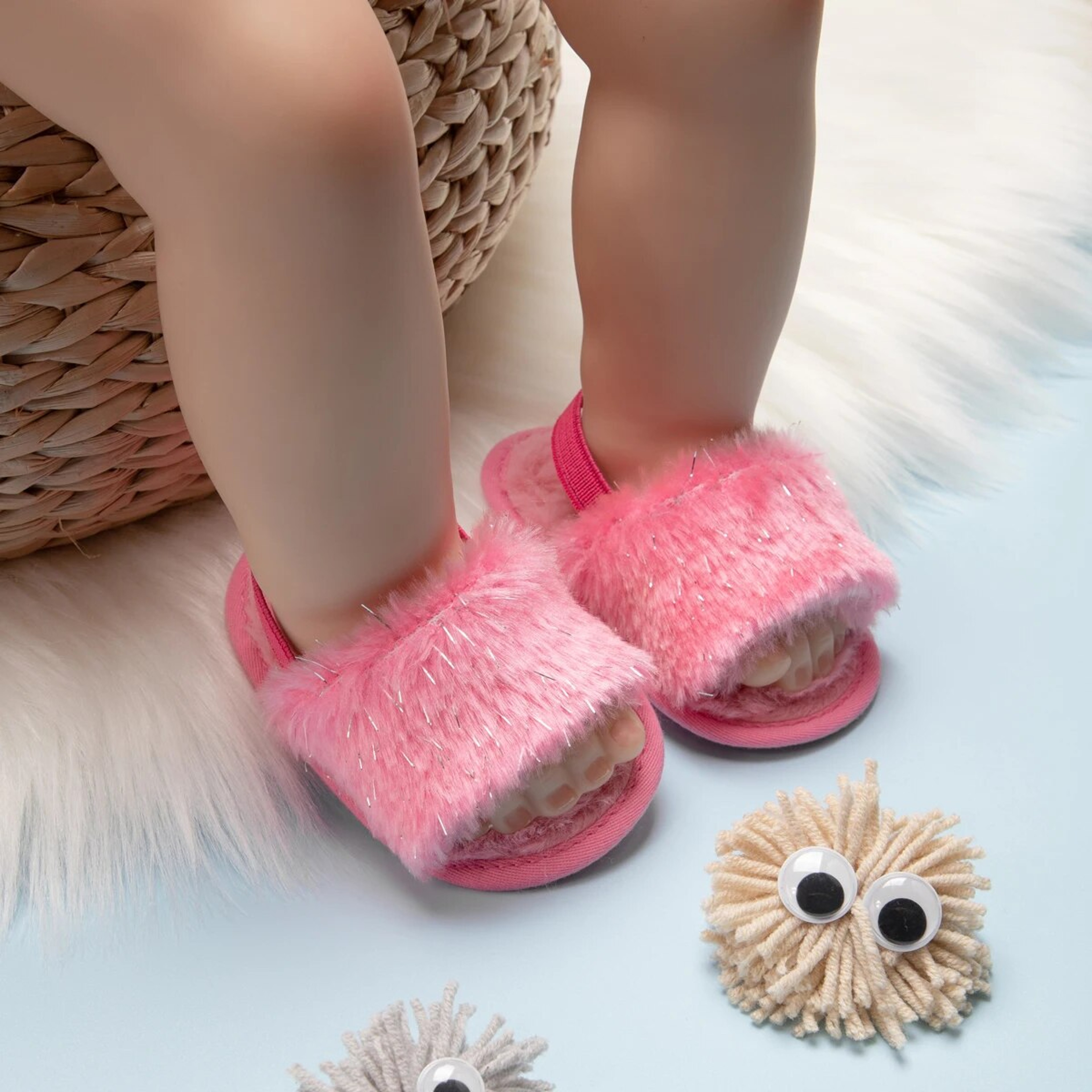 Soft Cotton Meckior Baby Sandals For Boys Girls Fluffy AntiSlip Shoes First Walkers Toddler Slipper 0