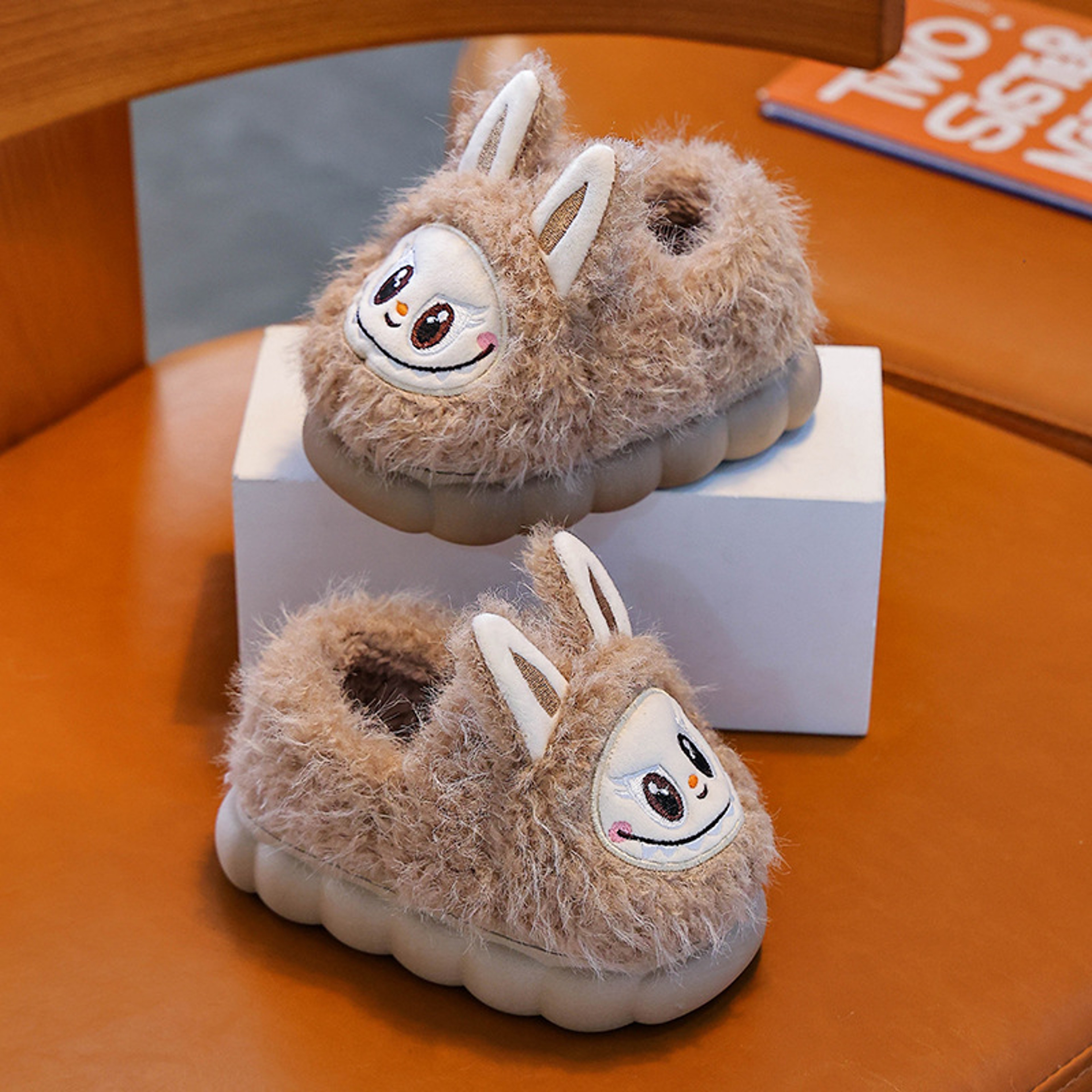 Cute Winter Children's Slippers, Plush Faux Fur Anti Slip Shoes for Boys and Girls, Warm Home Slippers – view 8