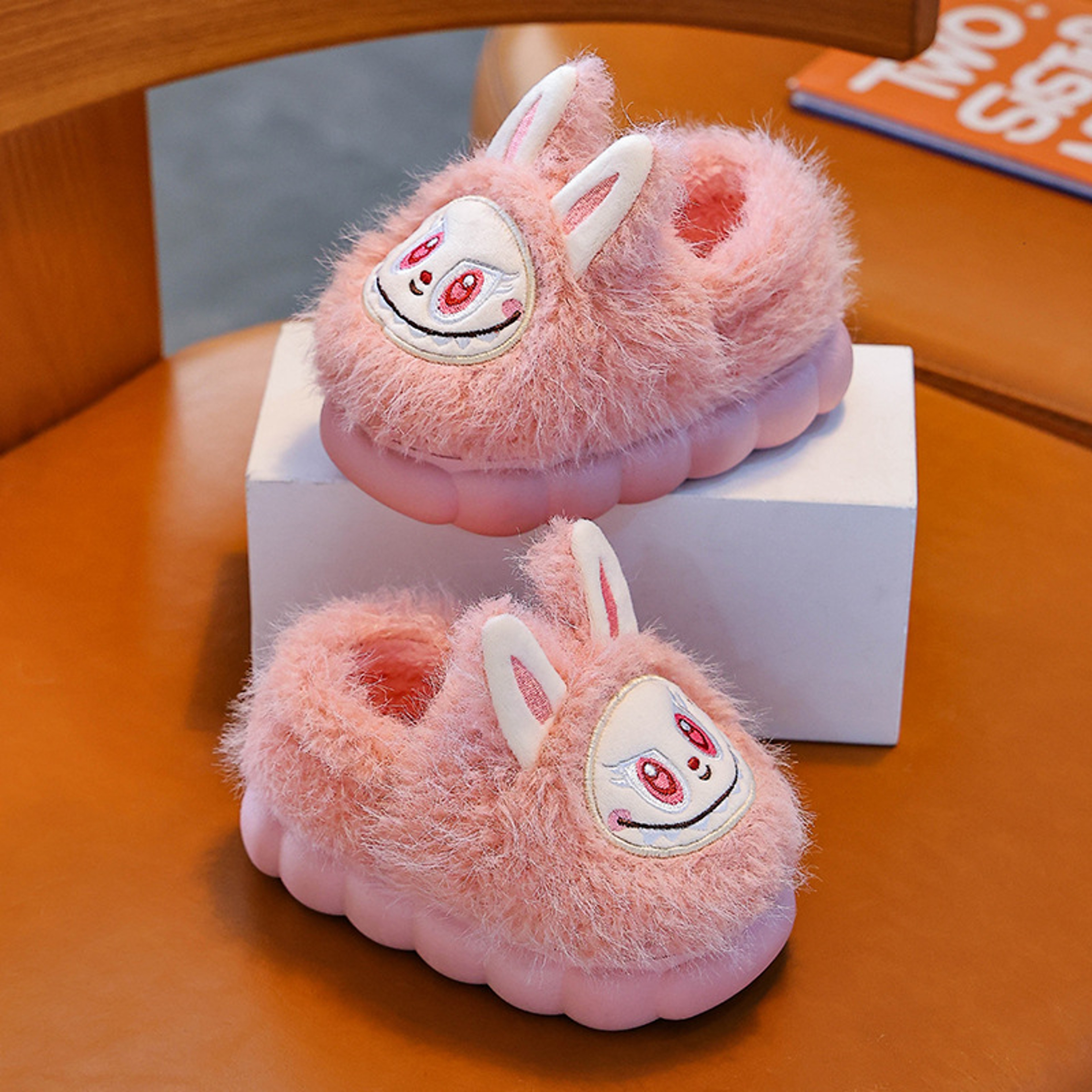 Cute Winter Children's Slippers, Plush Faux Fur Anti Slip Shoes for Boys and Girls, Warm Home Slippers – view 9