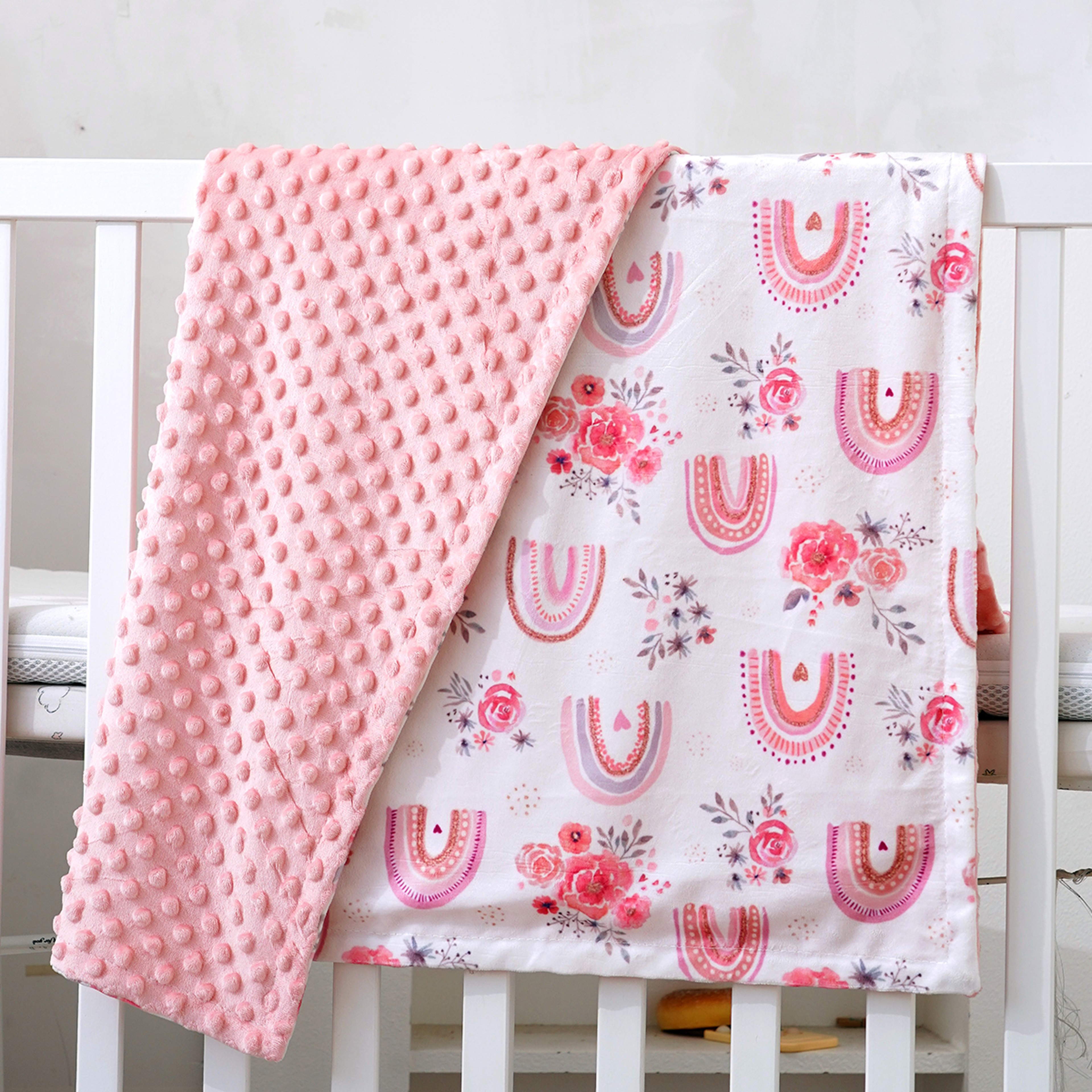 Multicolor Printed Baby Blanket, Soft Plush Minky with Double Layer Dotted Backing for Toddlers – view 3
