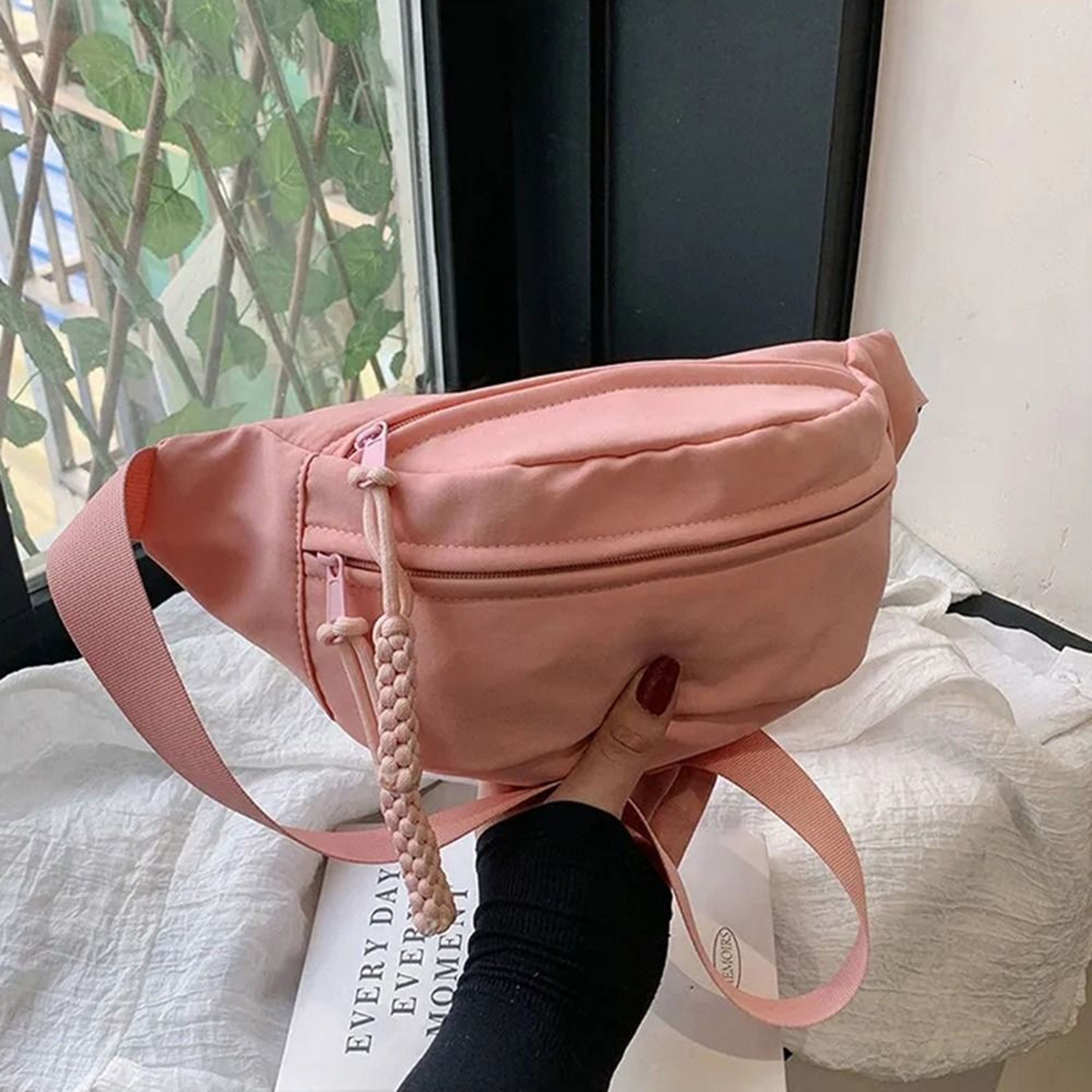 Canvas Crossbody Bags Solid Womens Chest Bag Waterproof Sling Waist Pack Hiking Bag Handbags Ladies 0
