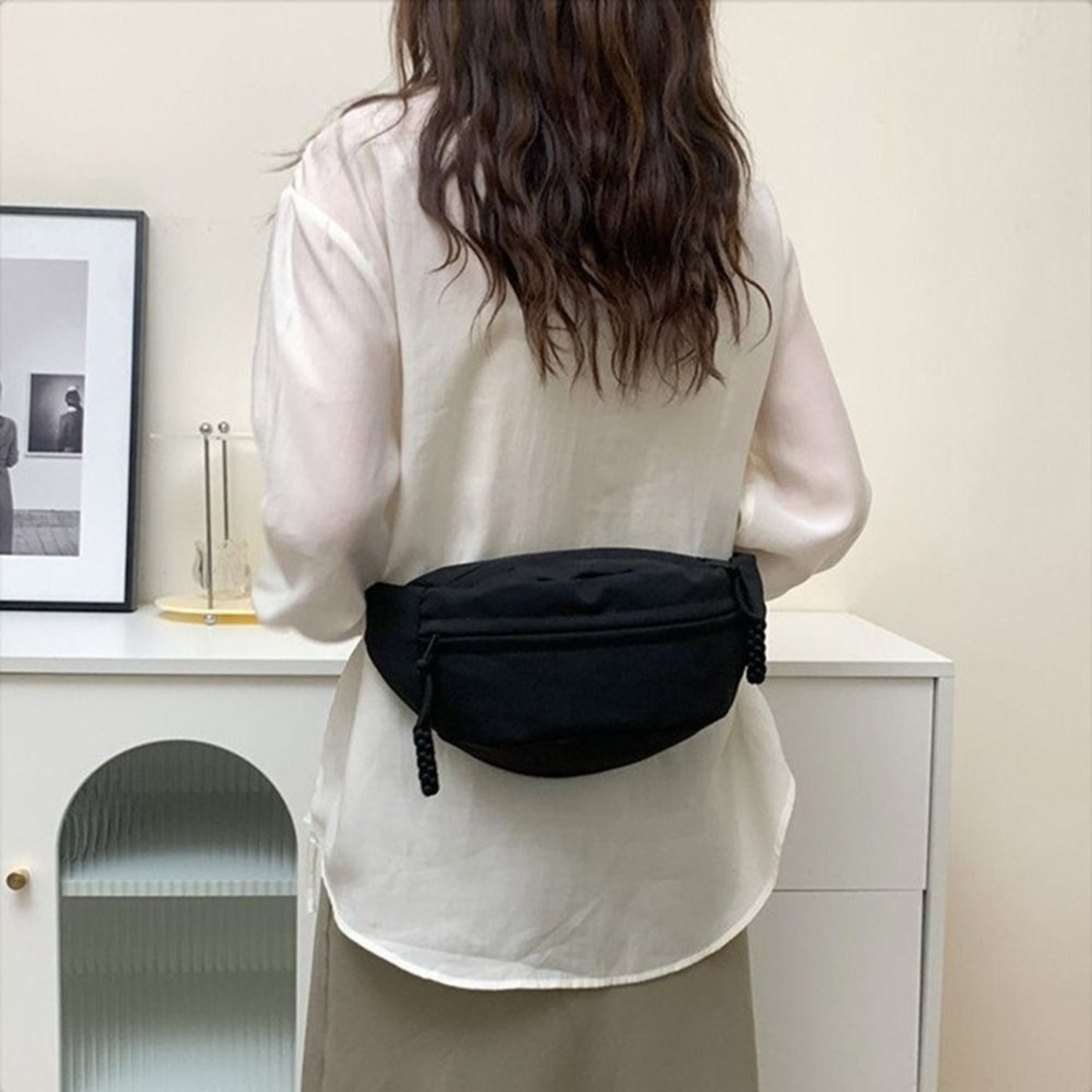 Canvas Crossbody Bags Solid Womens Chest Bag Waterproof Sling Waist Pack Hiking Bag Handbags Ladies 3