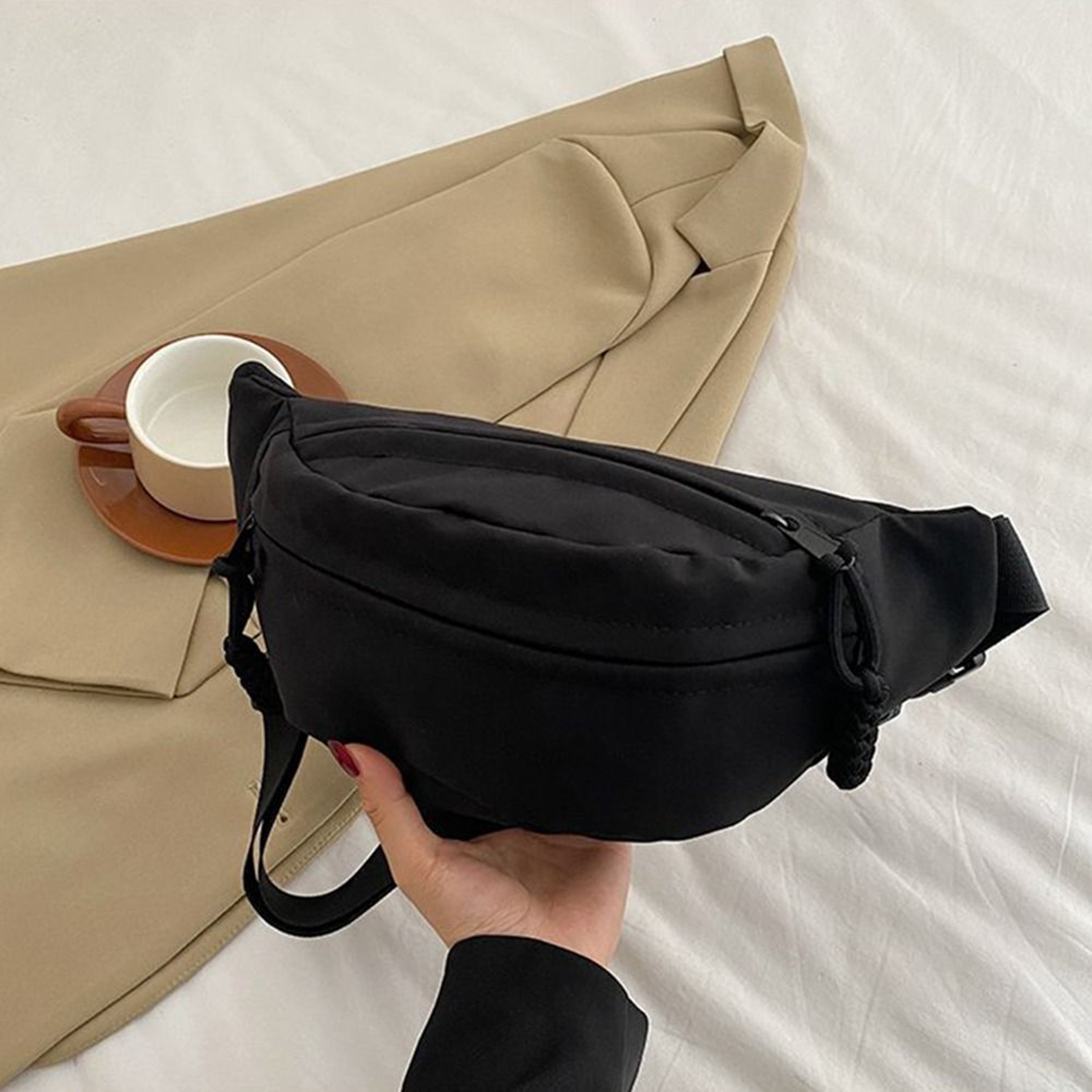 Canvas Crossbody Bags Solid Womens Chest Bag Waterproof Sling Waist Pack Hiking Bag Handbags Ladies 7