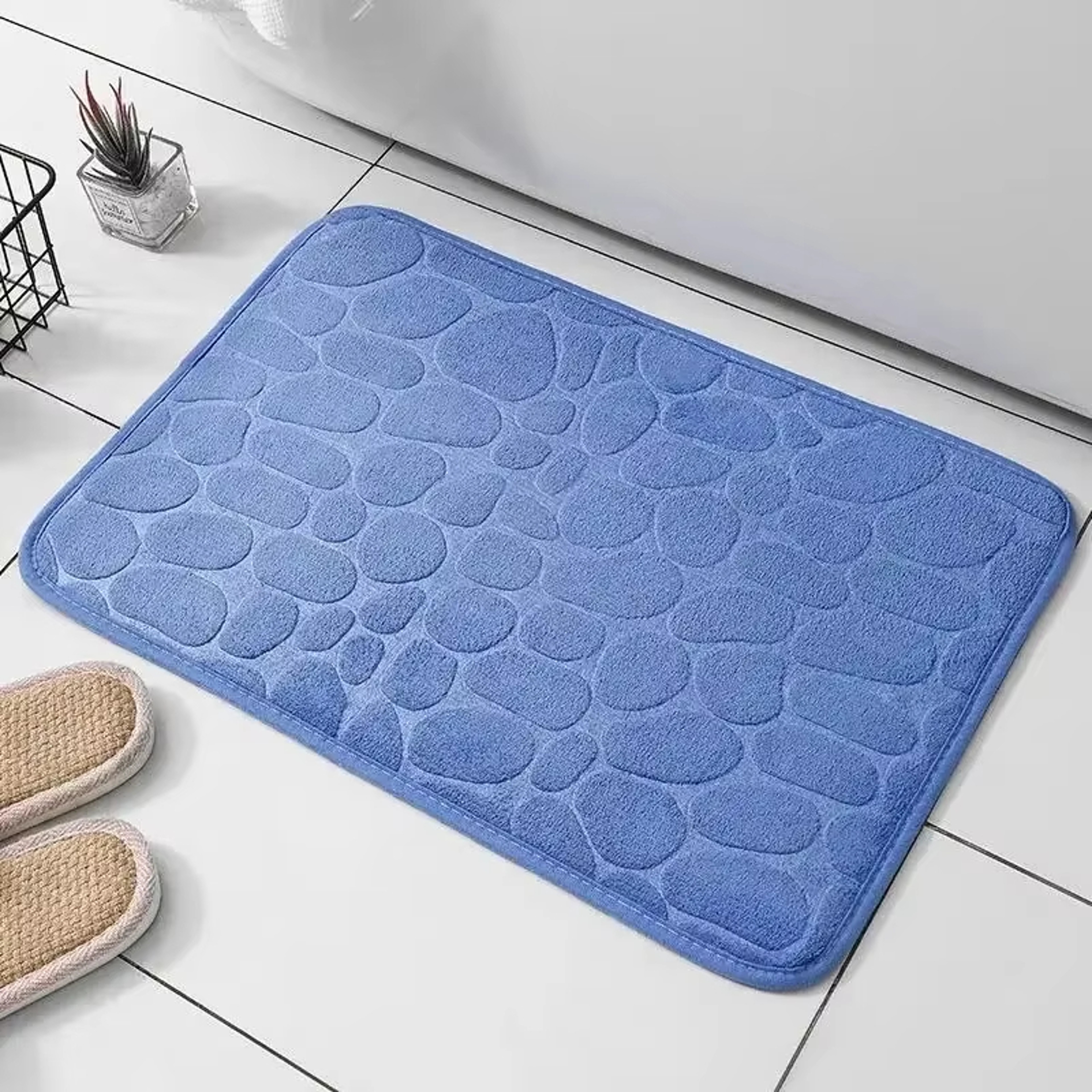 Memory Foam Mat, Embossed Velvet Carpet, Bathroom Living Room Non-Slip, Cobblestone Floor, Home Decor – view 7