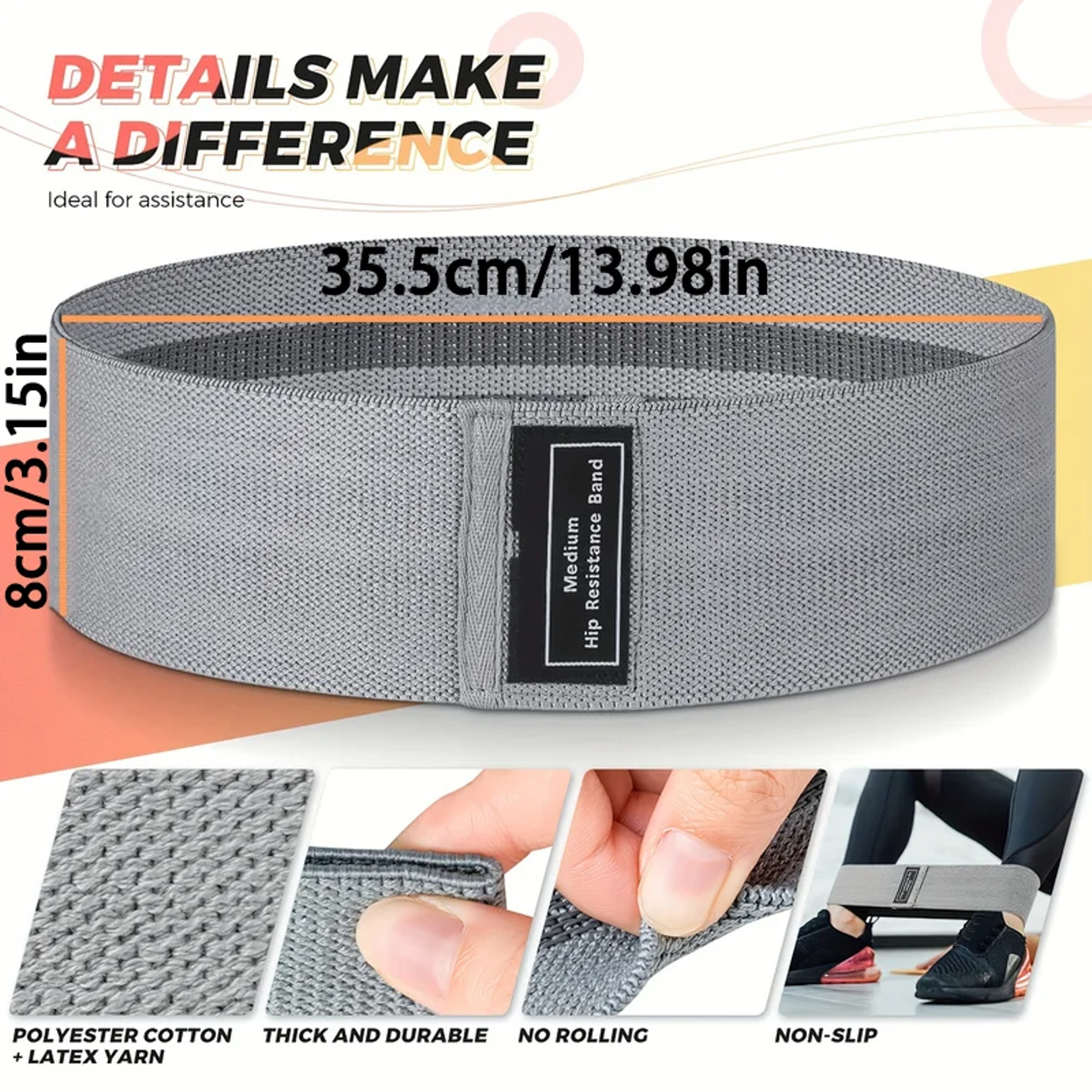 Fitness Elastic Band Crochet Gradient Color Resistance Buttocks Shaping Deep Squat Band Men And Wom 1