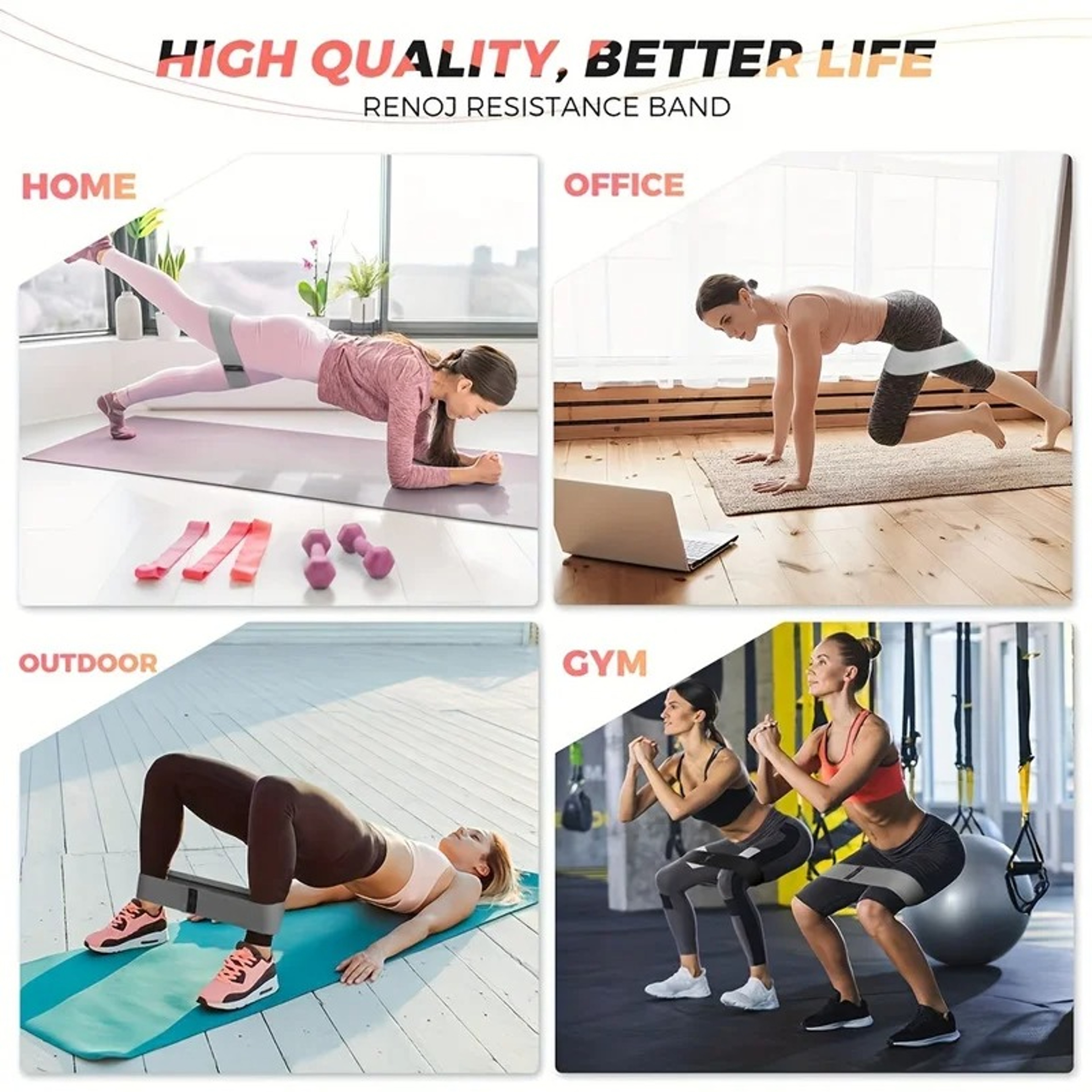 Fitness Elastic Band Crochet Gradient Color Resistance Buttocks Shaping Deep Squat Band Men And Wom 3