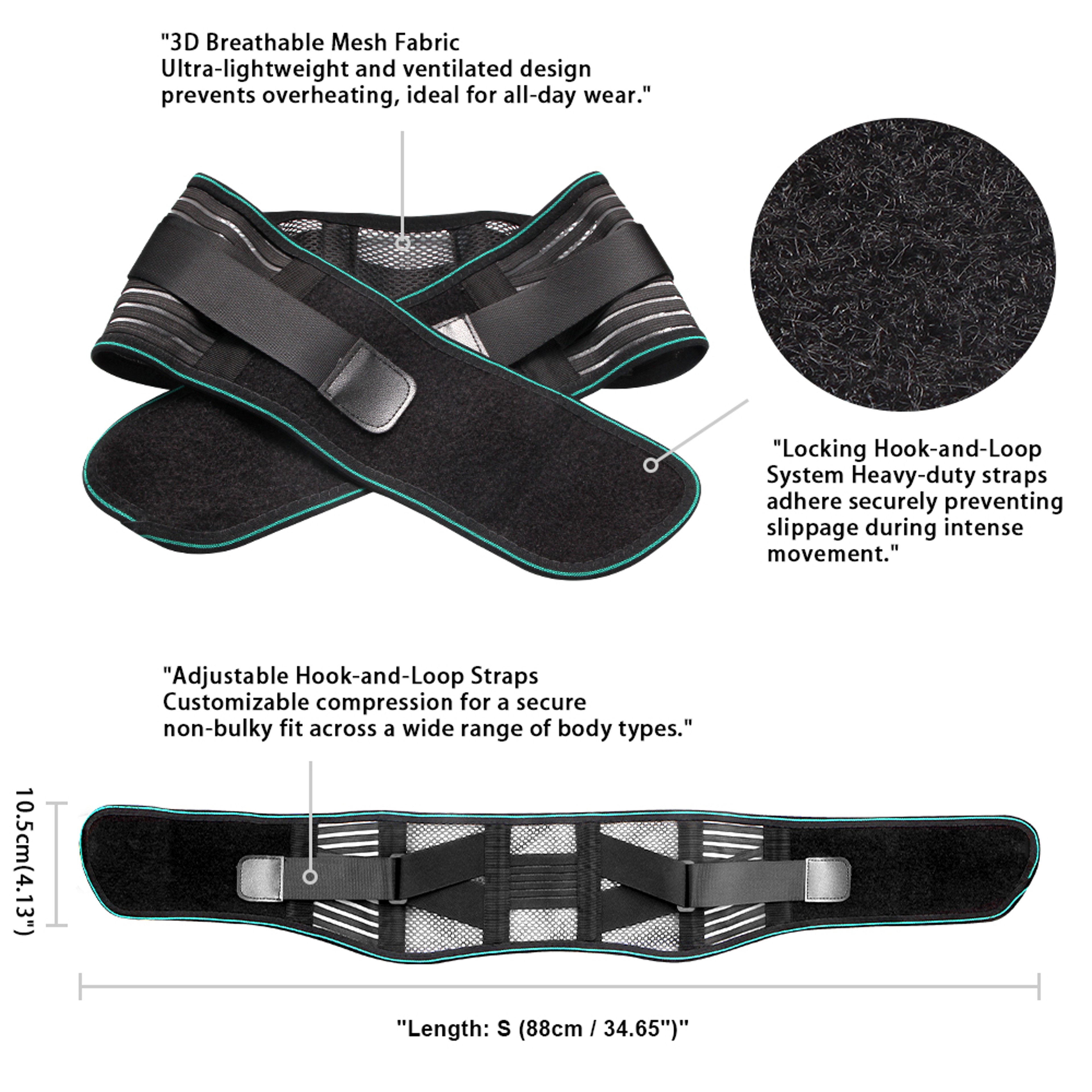 Adjustable Lumbar Support Belt Lower Back Brace For Pain Relief Breathable Stabilizing Belt With St 2