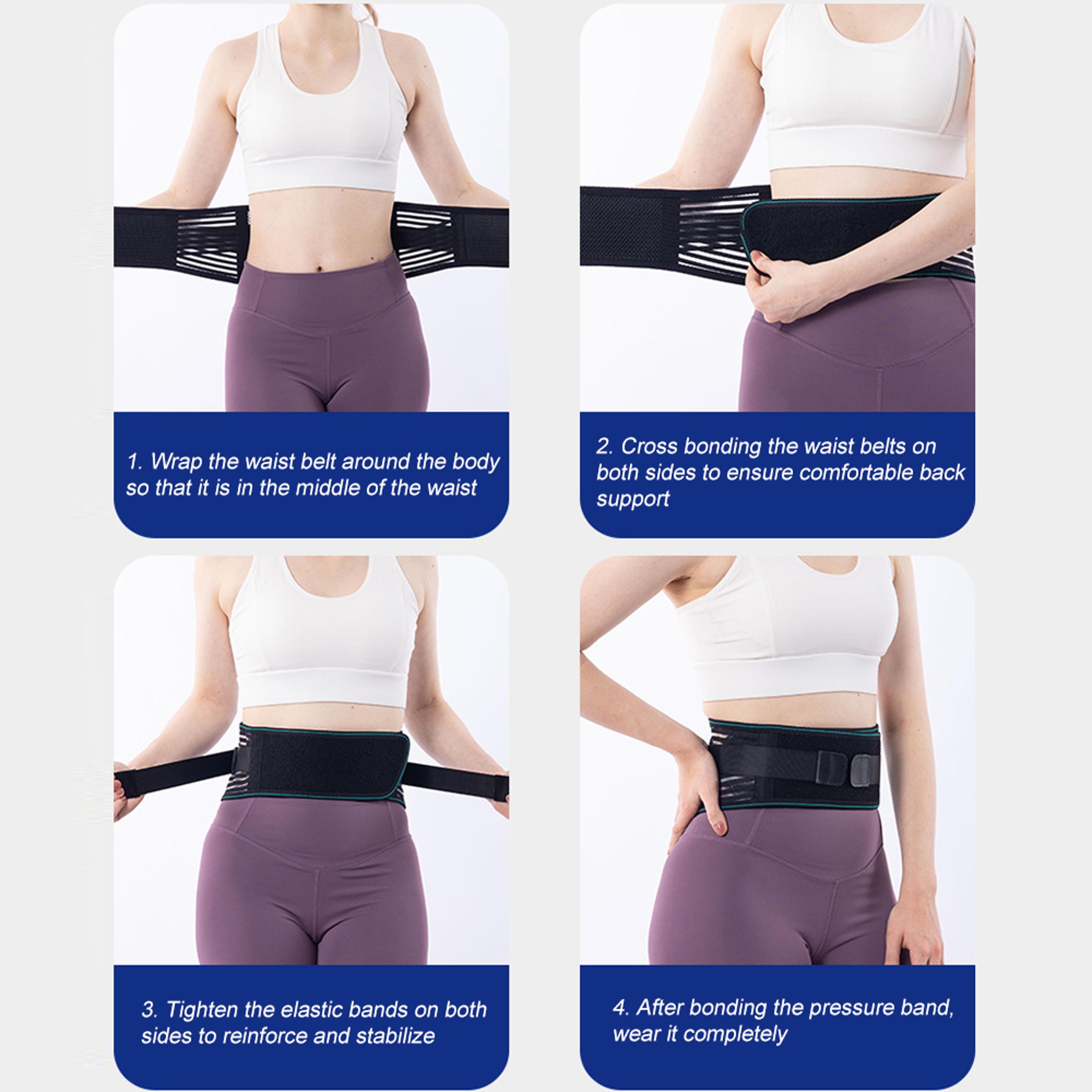 Adjustable Lumbar Support Belt Lower Back Brace For Pain Relief Breathable Stabilizing Belt With St 4