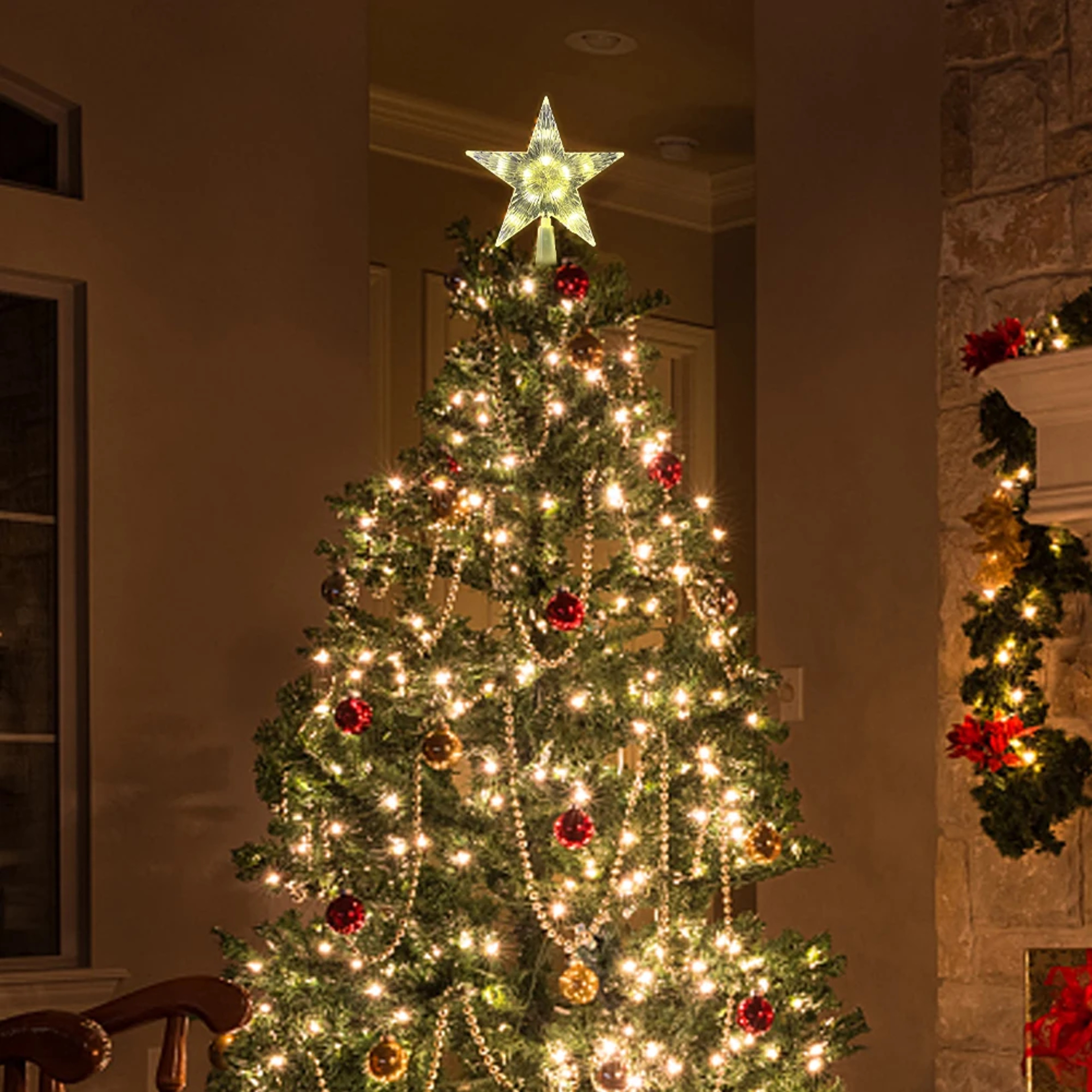 LED Glowing Star Lamp 15cm Christmas Tree Top Star Light Home Tree Decoration Navidad Noel Party Su 3