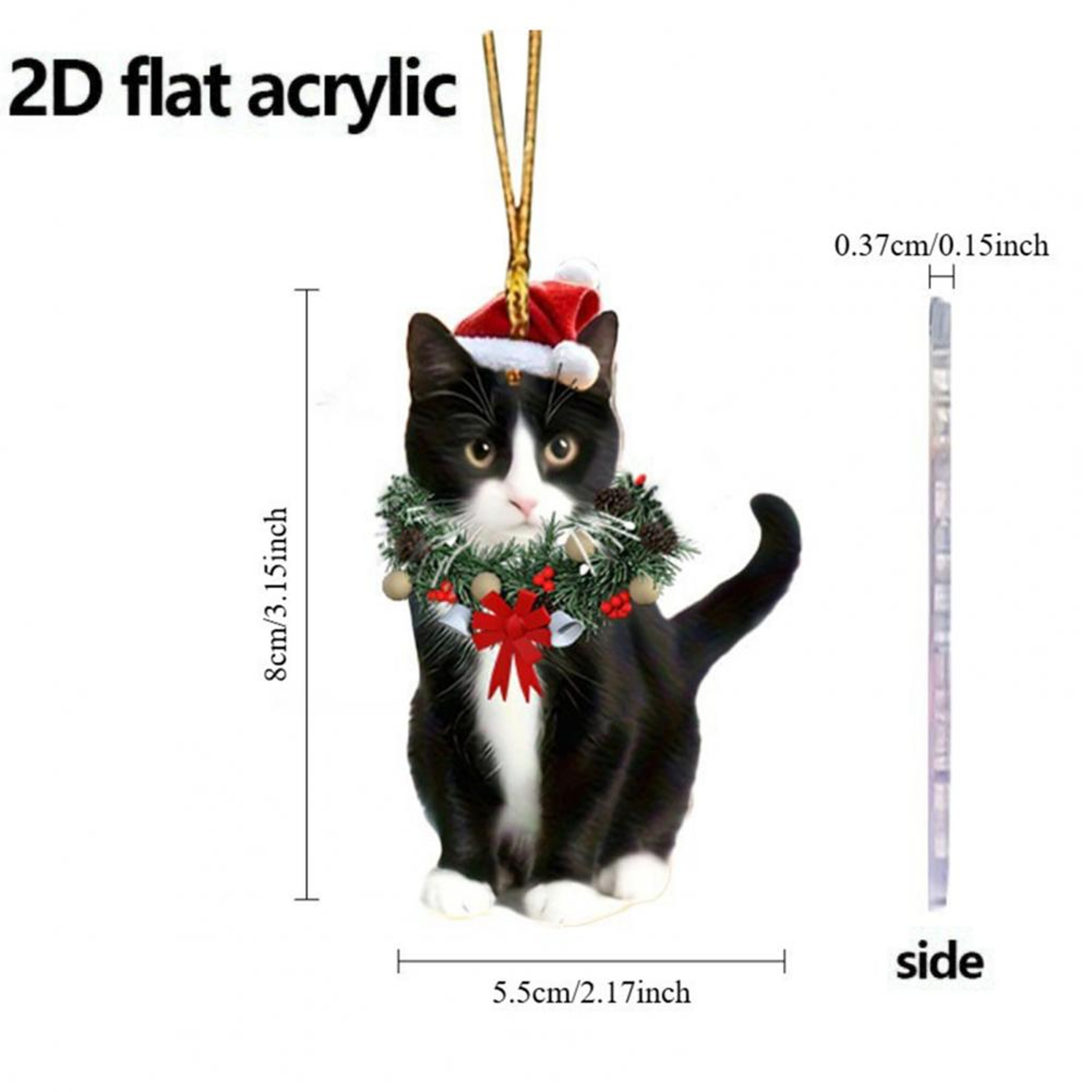 Pendant Christmas Cat Ornaments, Christmas Car Home Decoration, Acrylic Cat Decorations for Christmas Garlands – view 5