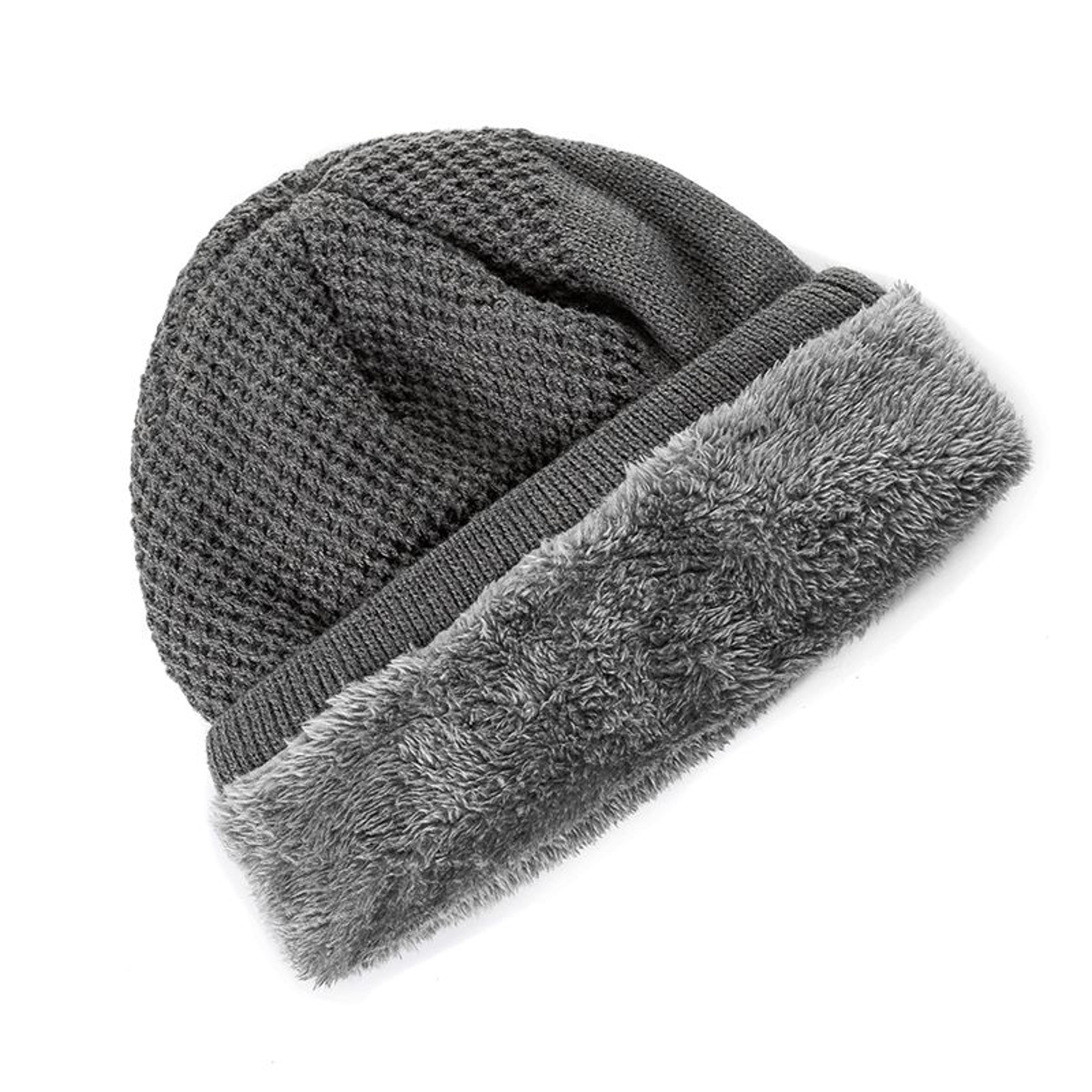 Fashion Wheat Winter Hat, Unisex Thick Fur Lined Beanie, Embroidered Knitted Hat Men & Women, Warm Ski Cap – view 5