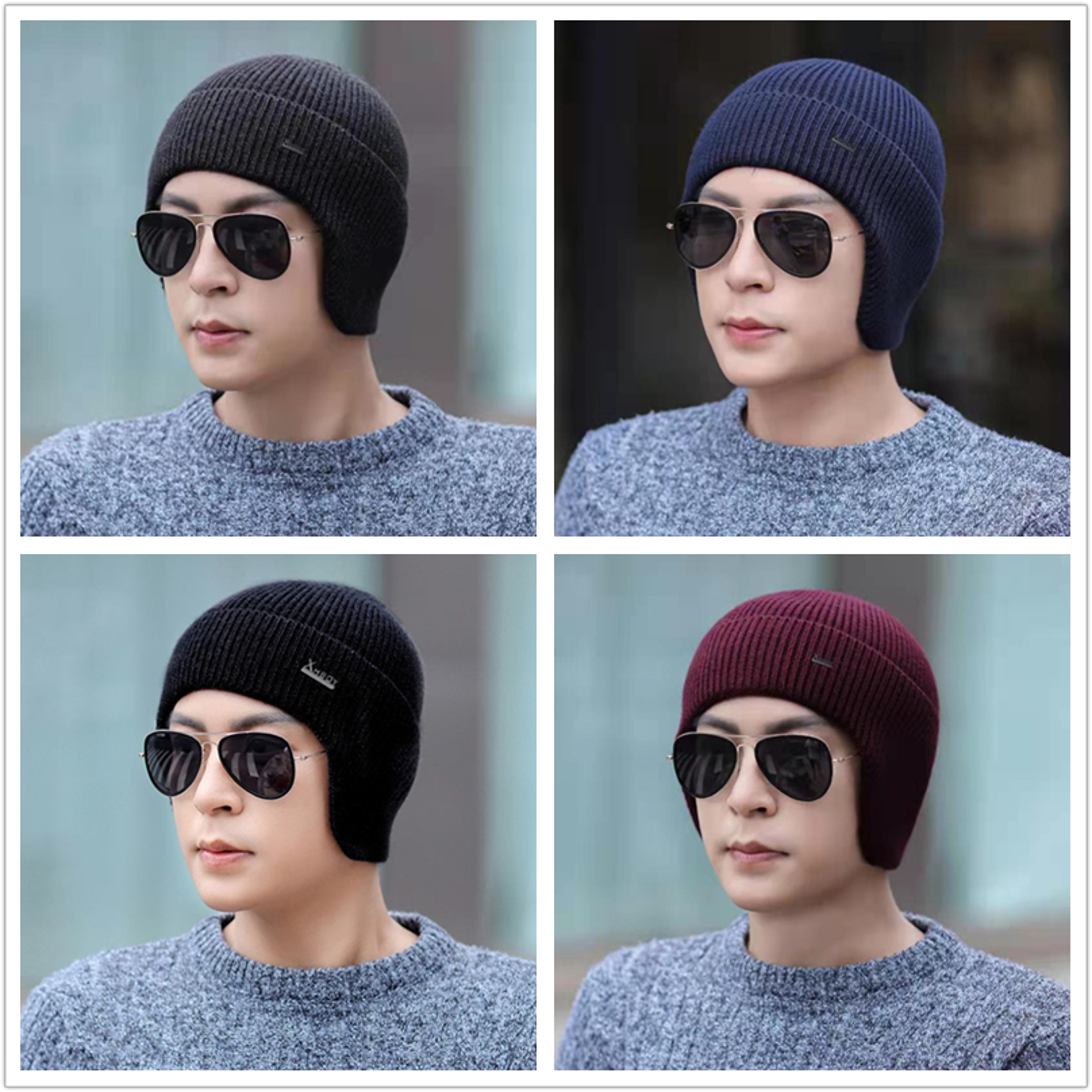 Men Winter Hat New, Soft Beanie Hat for Male, Fleece Warm Earflap Cap, Outdoor Thicken Ski Sports Knitted Hat – view 6