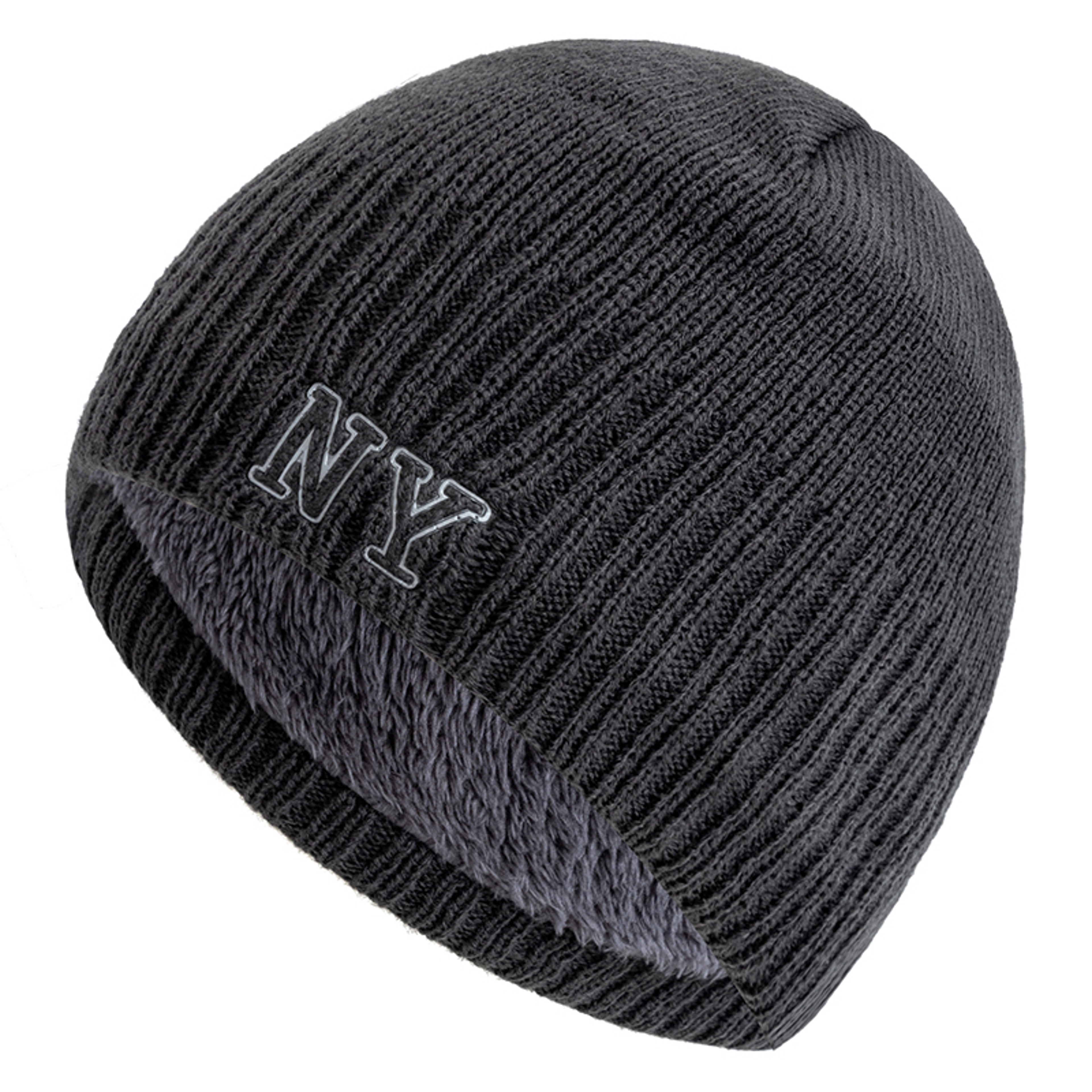 Winter Ski Knitted Beanie Hat, New Style Plush Fur Lined Warm Cap, Unisex Autumn Casual NY Printed Hat for Men Women – view 8