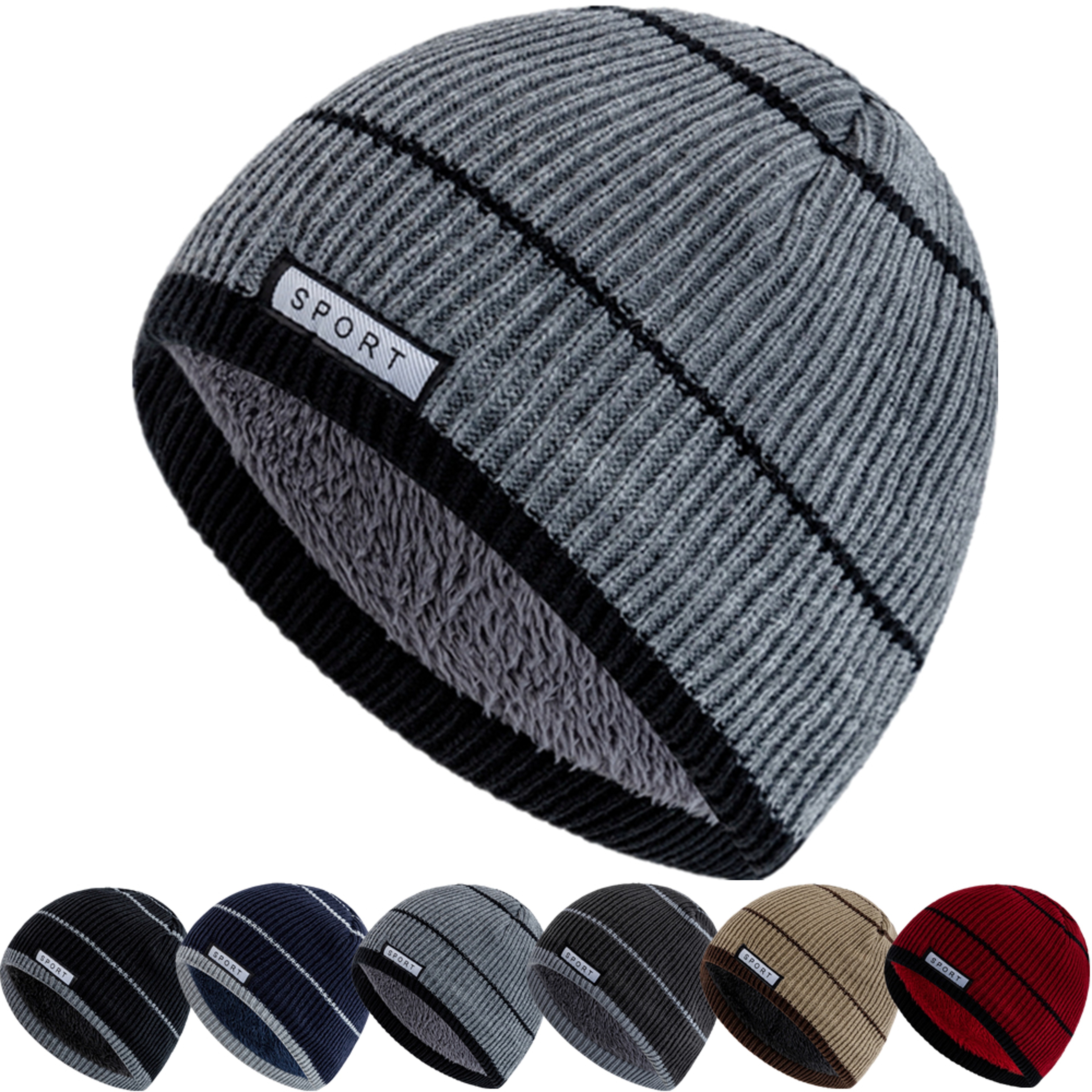 Winter Beanies for Men and Women, Unisex Warm Knitted Hat, Plush Fur Lined Streetwear Cap, Casual Designer Ski Hat – view 2