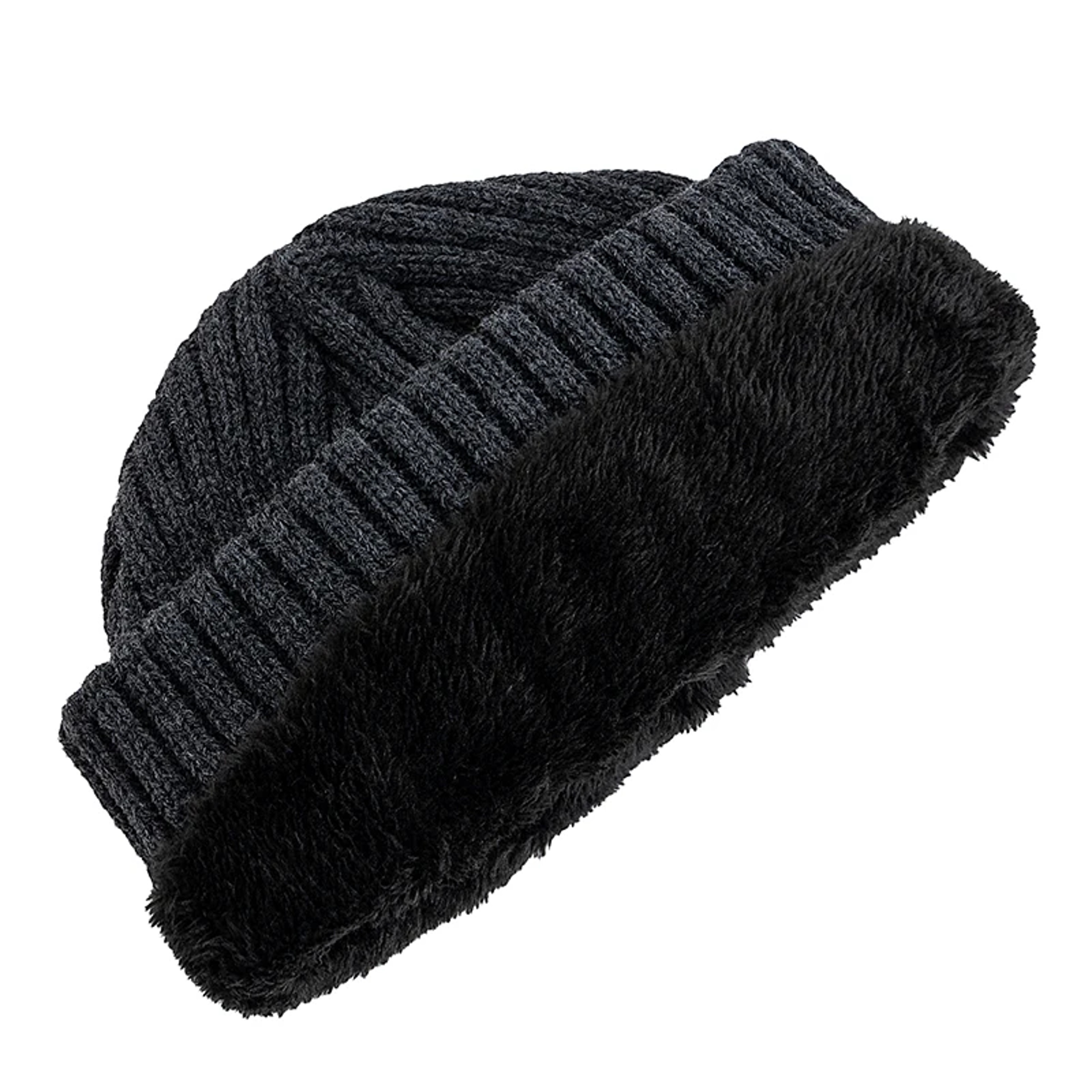 Knitted Winter Beanie Hat, Unisex Warm Cap with Plush Fur Lining, Outdoor Ski Sports Hat for Men Women – view 5