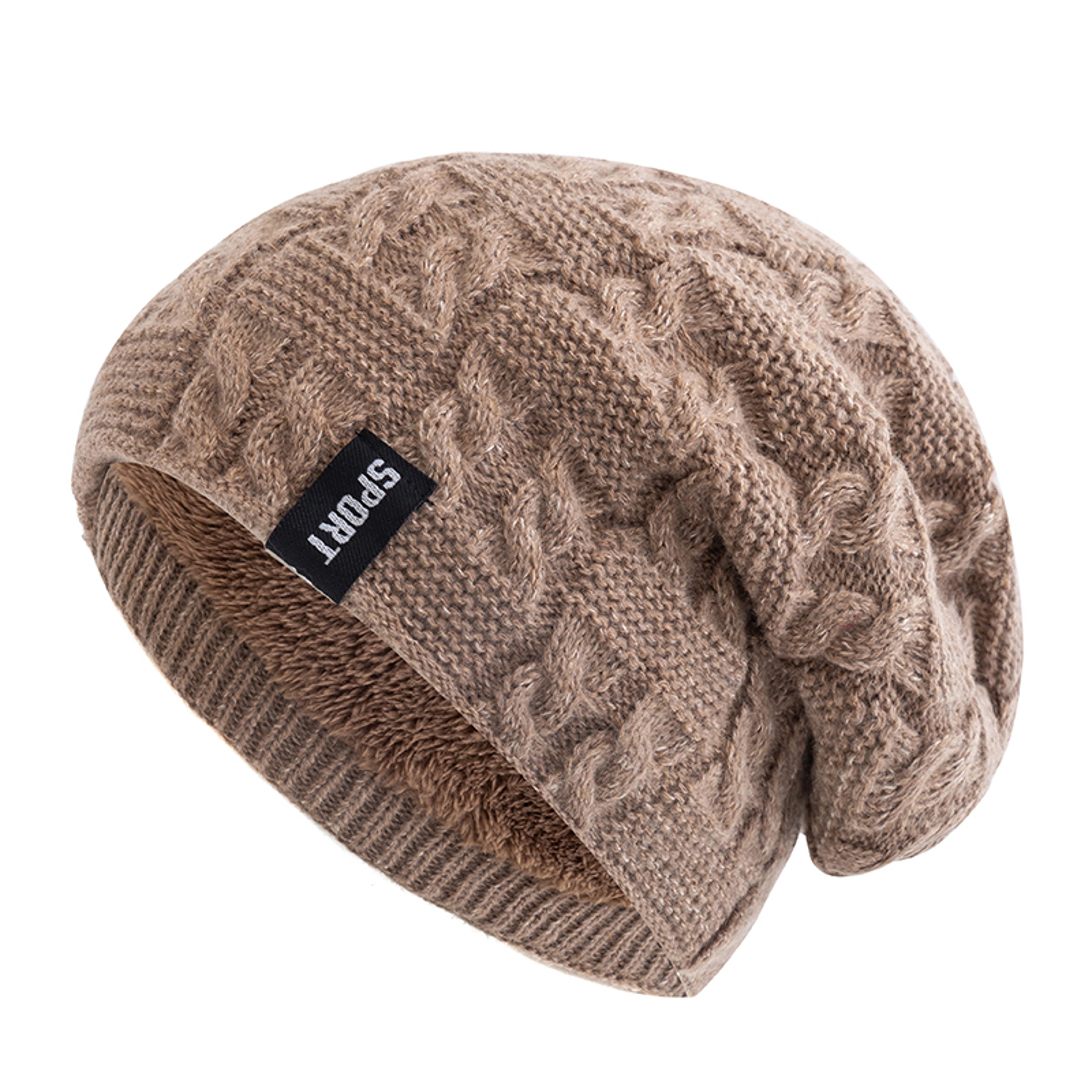 Fleece Lined Warm Beanie Unisex Winter Hats Sports Casual Knitted Hat Label Dopamine Men Women 8