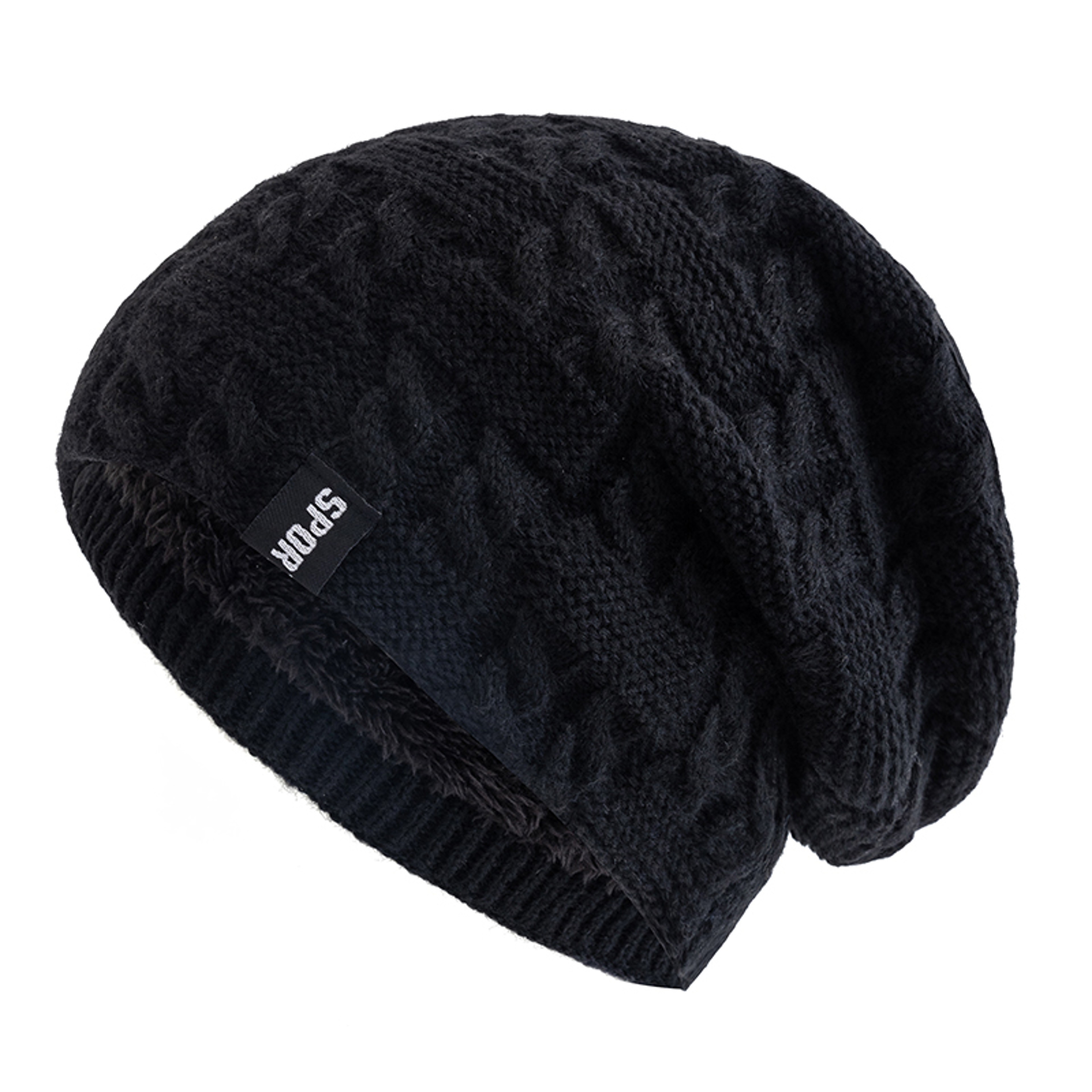 Fleece Lined Warm Beanie Unisex Winter Hats Sports Casual Knitted Hat Label Dopamine Men Women 10