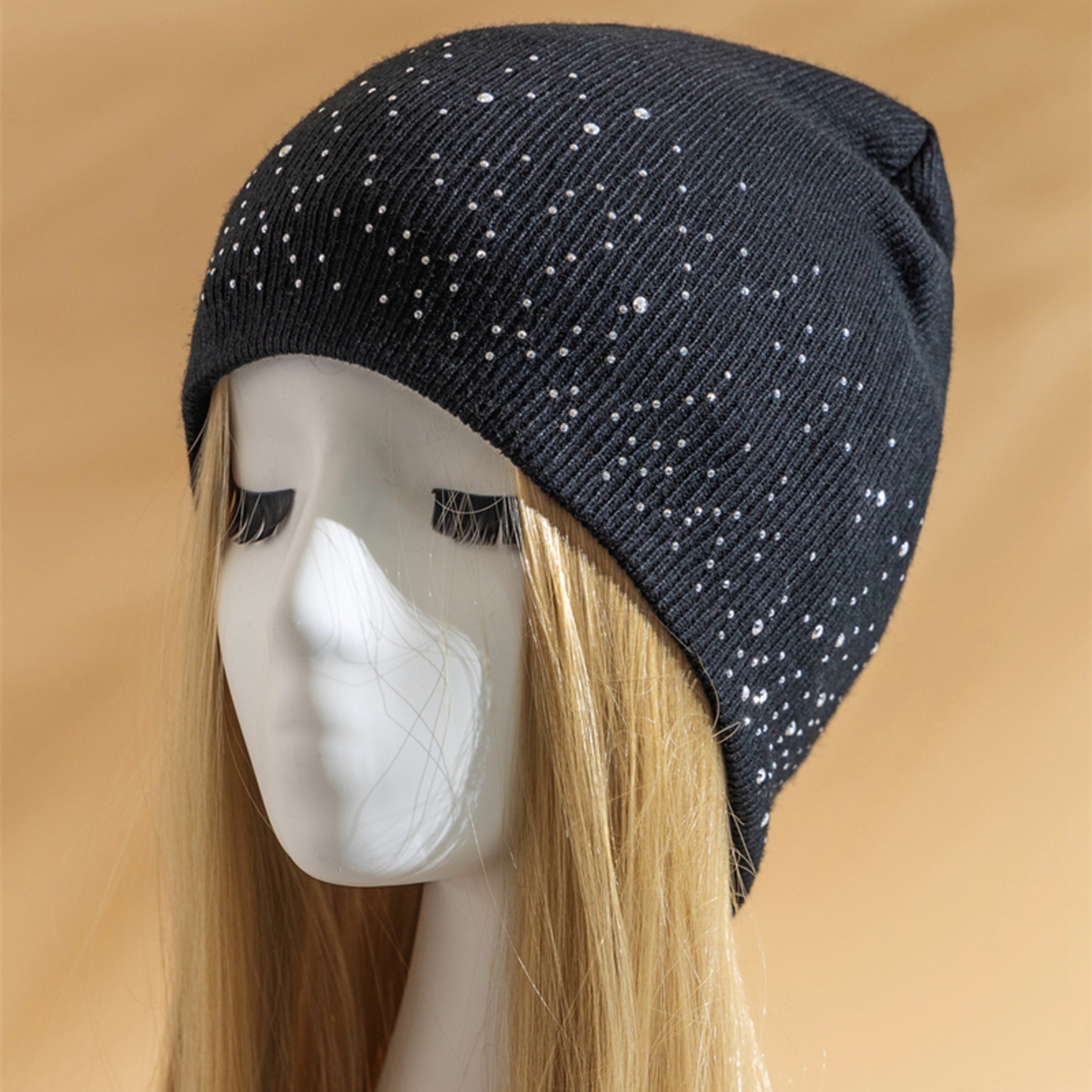Fall Hat Stylish  Shiny Rhinestone Decor Women Casual Winter Outdoor Streetwear Knitted Beanie 0