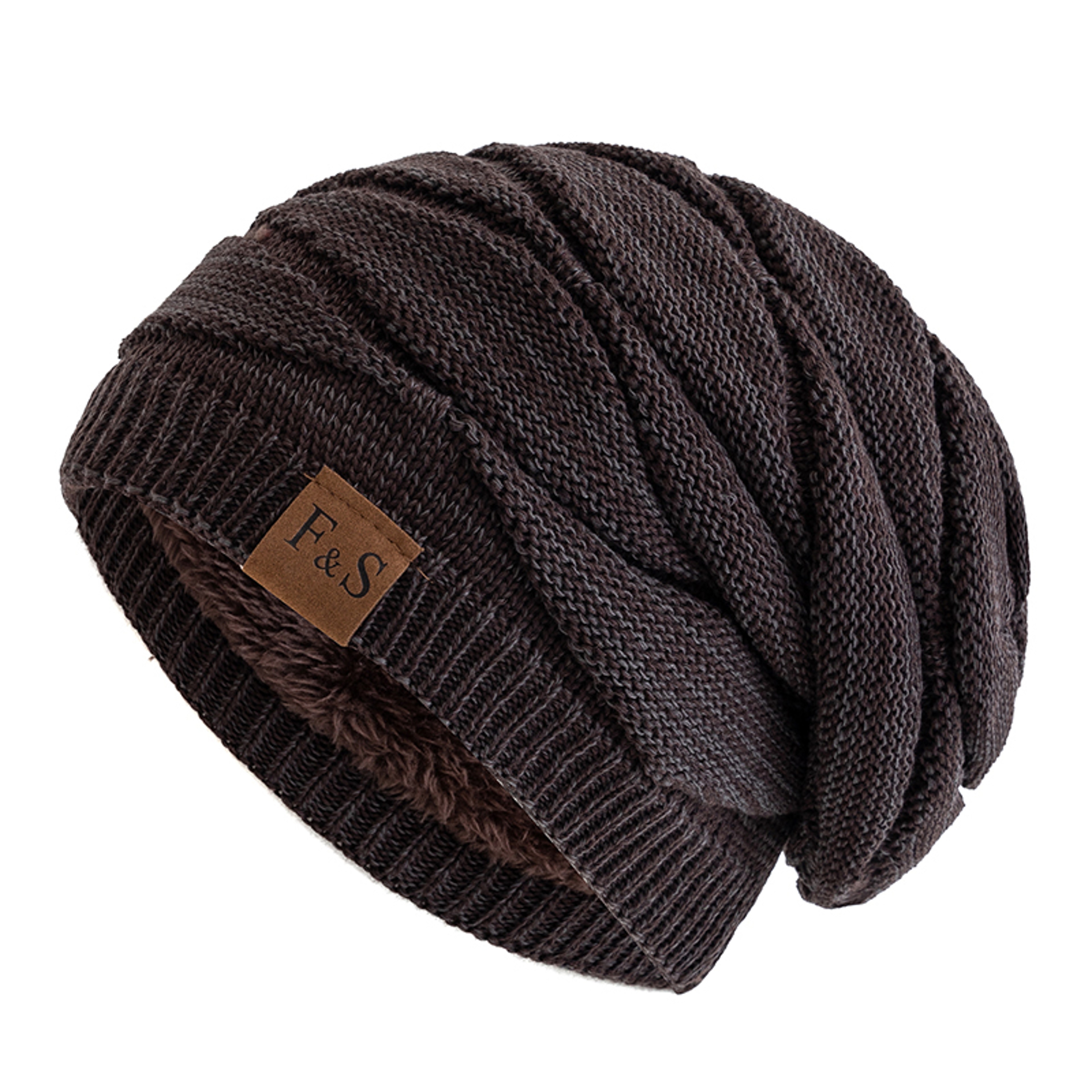 Warm Fleece Lined Beanie Cap New Unisex Slouchy Winter Hats Men Women Casual Label Decor 6
