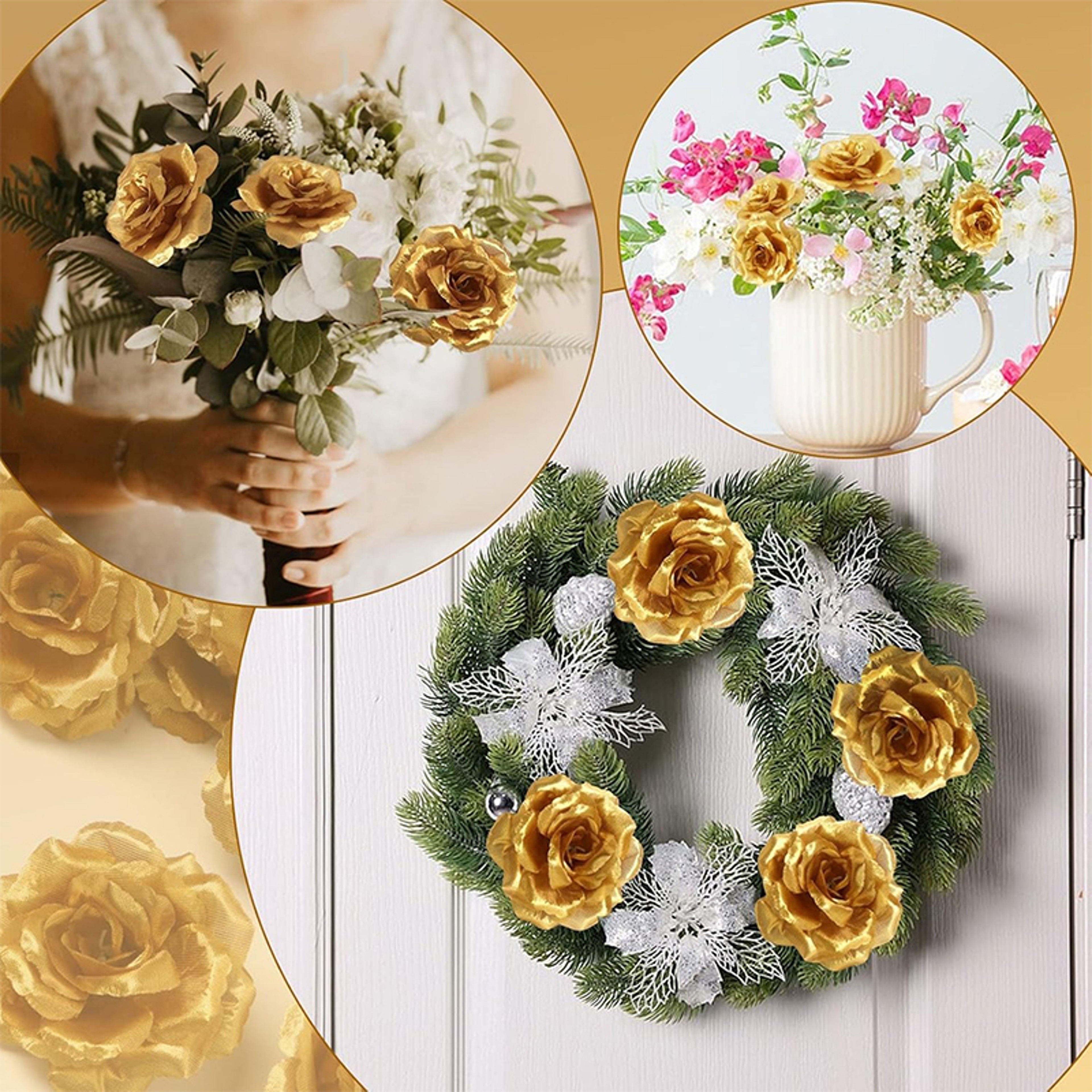 Fake Rose Flowers, Artificial Bulk Roses for Wedding Party, Home Room Halloween Thanksgiving Christmas Decor – view 5