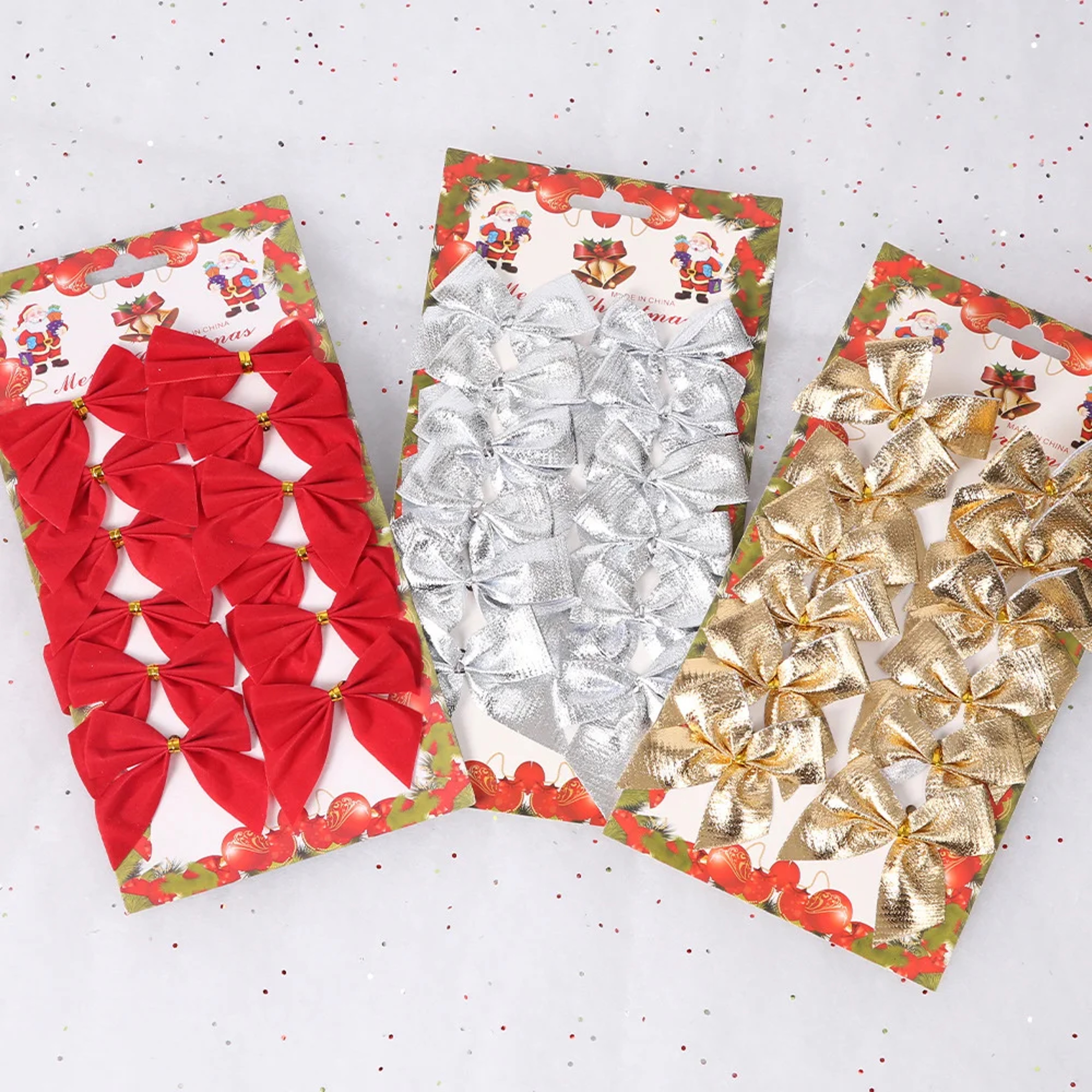 Red, Gold, Silver Christmas Bows Decor, Bowknot Ornament, Xmas Tree Decorations, Home Christmas, New Year Party Decor – view 2