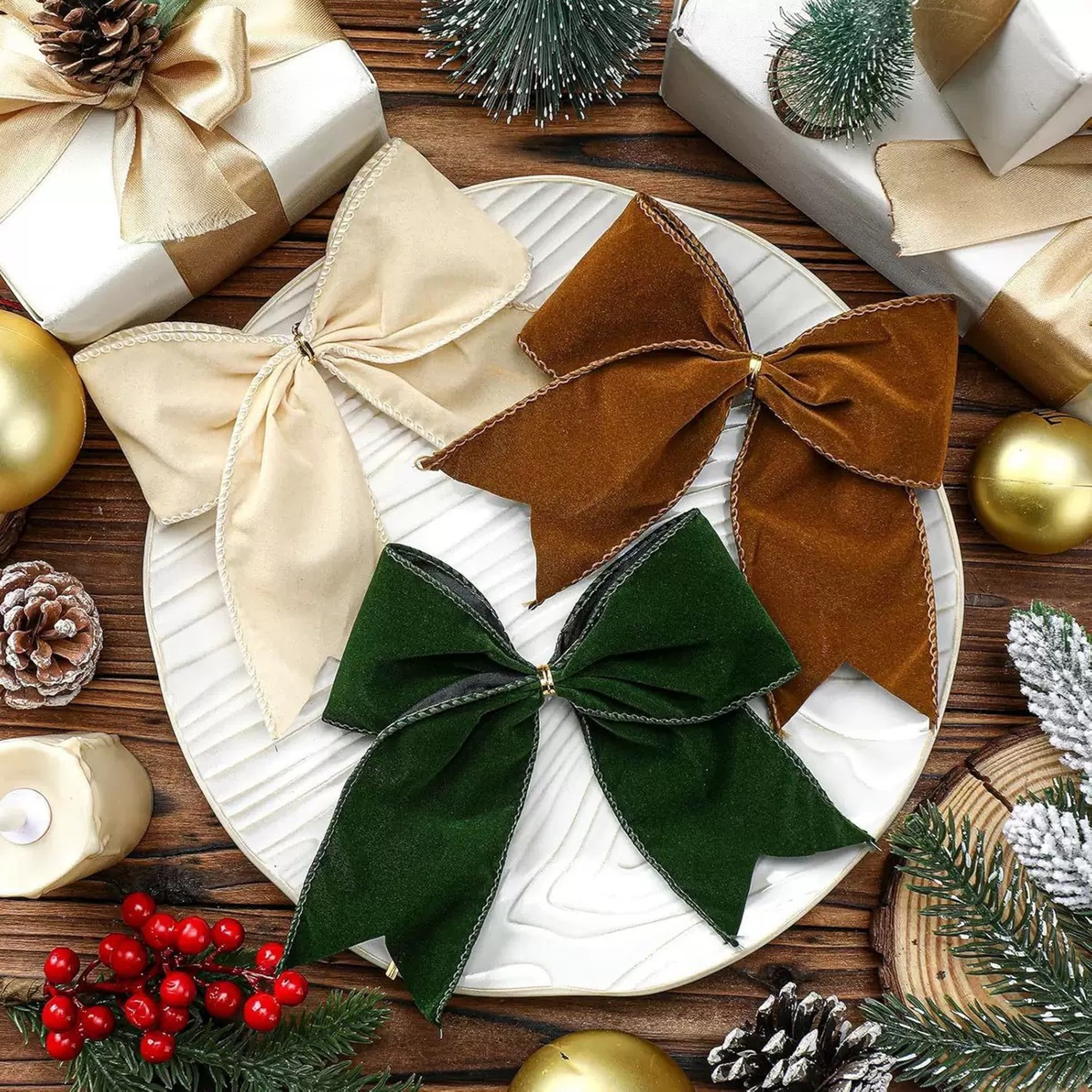 Retro Velvet Bowknot, Christmas Velvet Bow Pendant, Xmas Tree Hanging Ornament, Merry Christmas Decor, Happy New Year – view 2