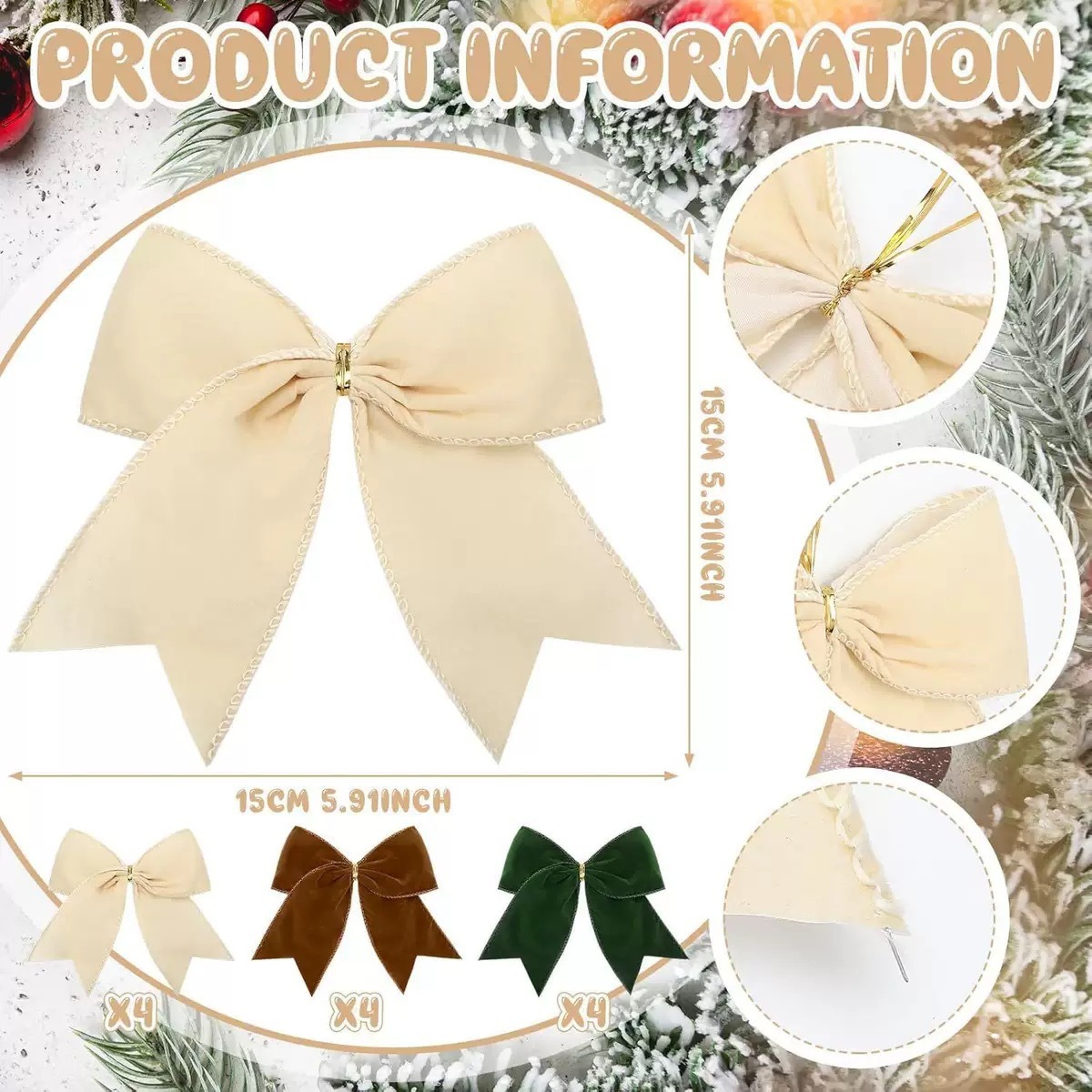 Retro Velvet Bowknot, Christmas Velvet Bow Pendant, Xmas Tree Hanging Ornament, Merry Christmas Decor, Happy New Year – view 4
