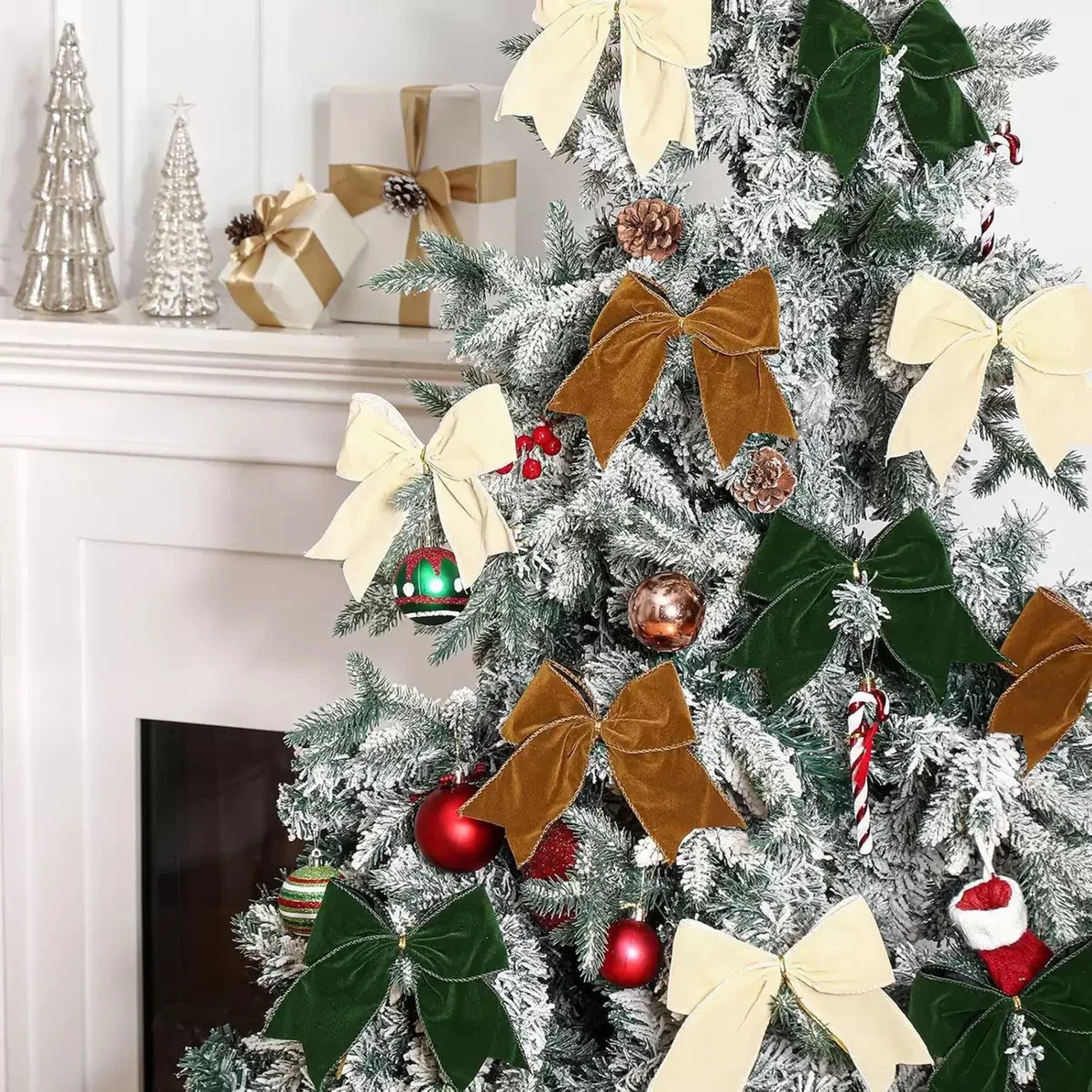Retro Velvet Bowknot, Christmas Velvet Bow Pendant, Xmas Tree Hanging Ornament, Merry Christmas Decor, Happy New Year – view 5