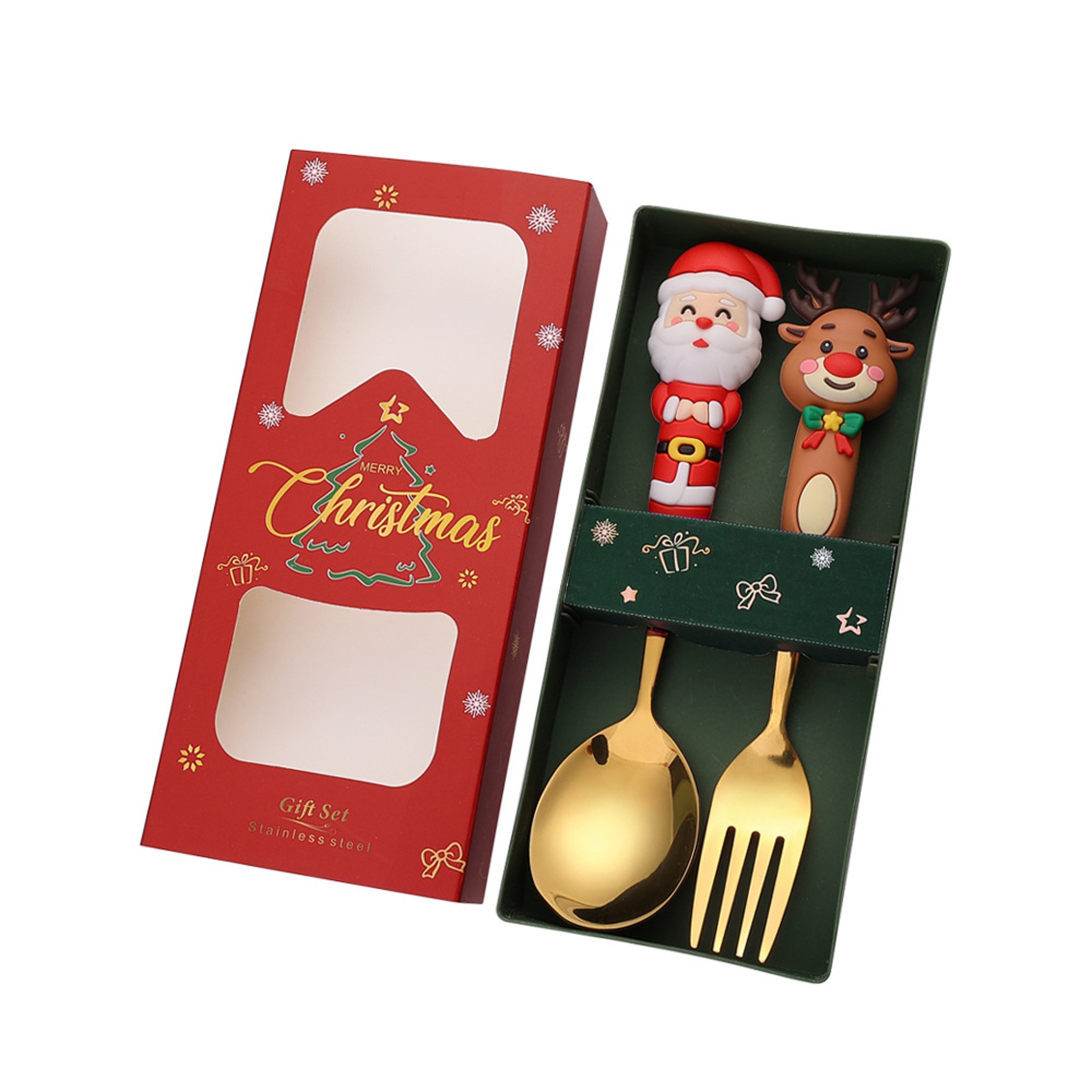 Stainless Steel Christmas Dinnerware, Tableware, Luxury Gift Box, Santa Cutlery, Dessert Fork, Coffee Spoon – view 7