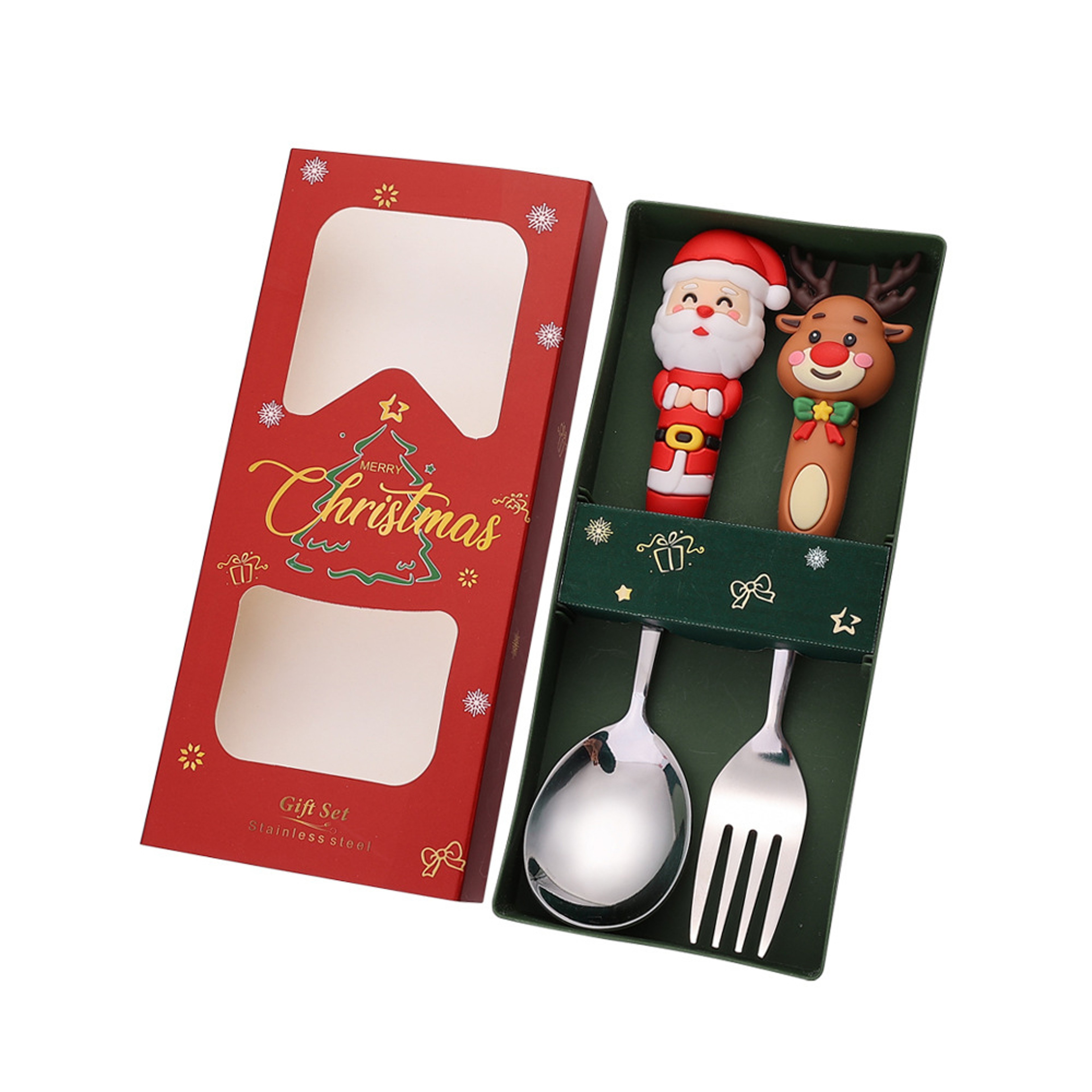 Stainless Steel Christmas Dinnerware, Tableware, Luxury Gift Box, Santa Cutlery, Dessert Fork, Coffee Spoon – view 14