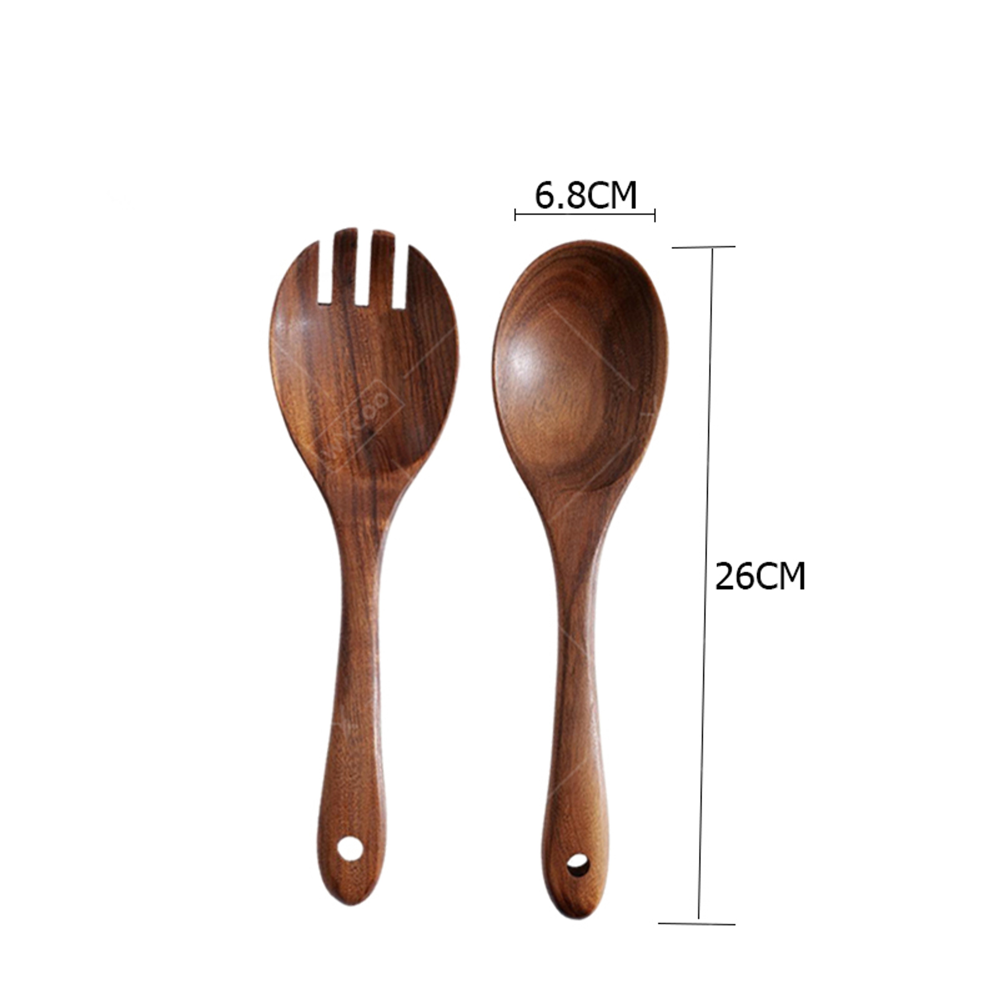 Salad Spoon and Fork, Wood Acacia Salad Servers, Long Handle Serving, Kitchen Scoop – view 6