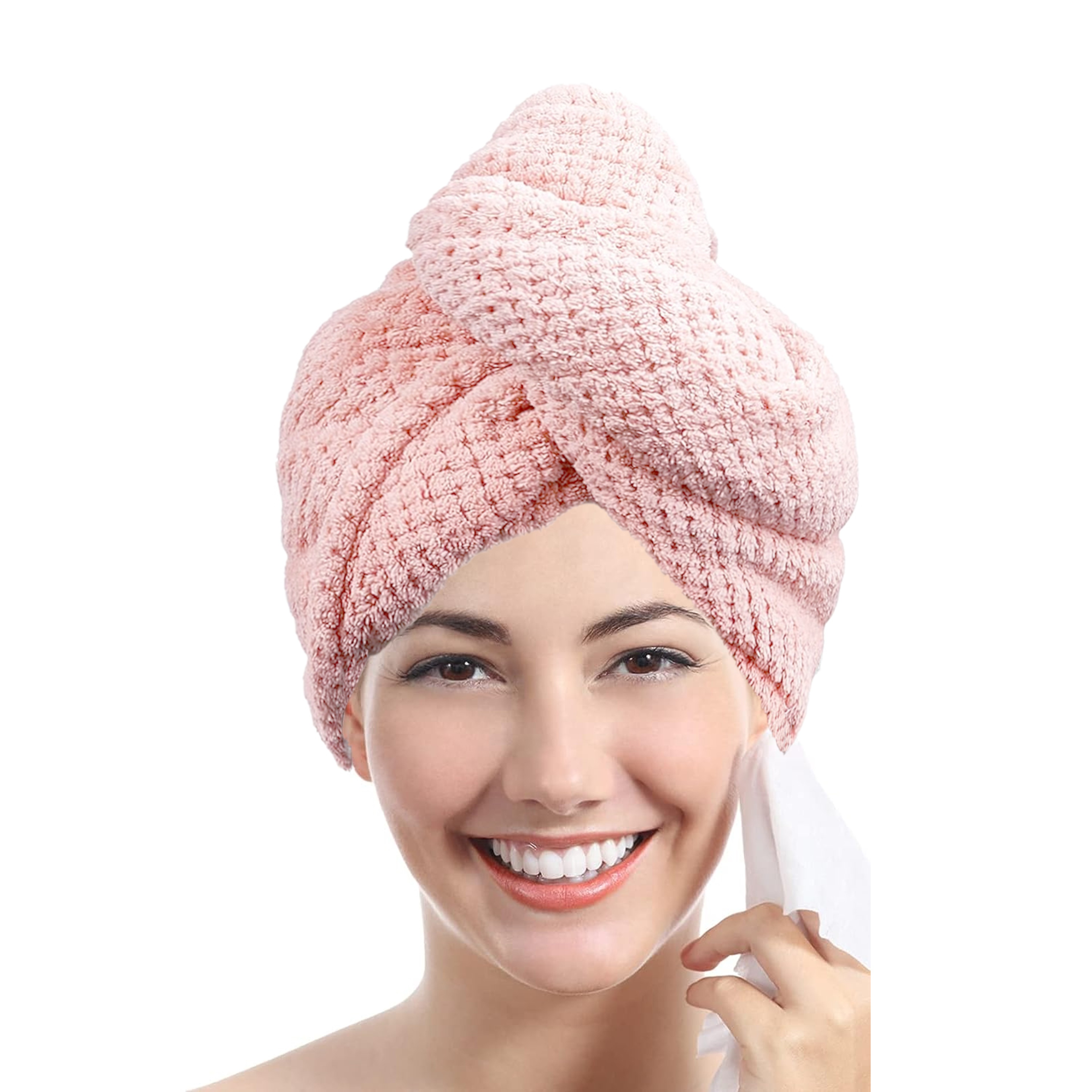 Textured dry hair cap, solid color hair towel, hair towel wrap for women, absorbent – view 7