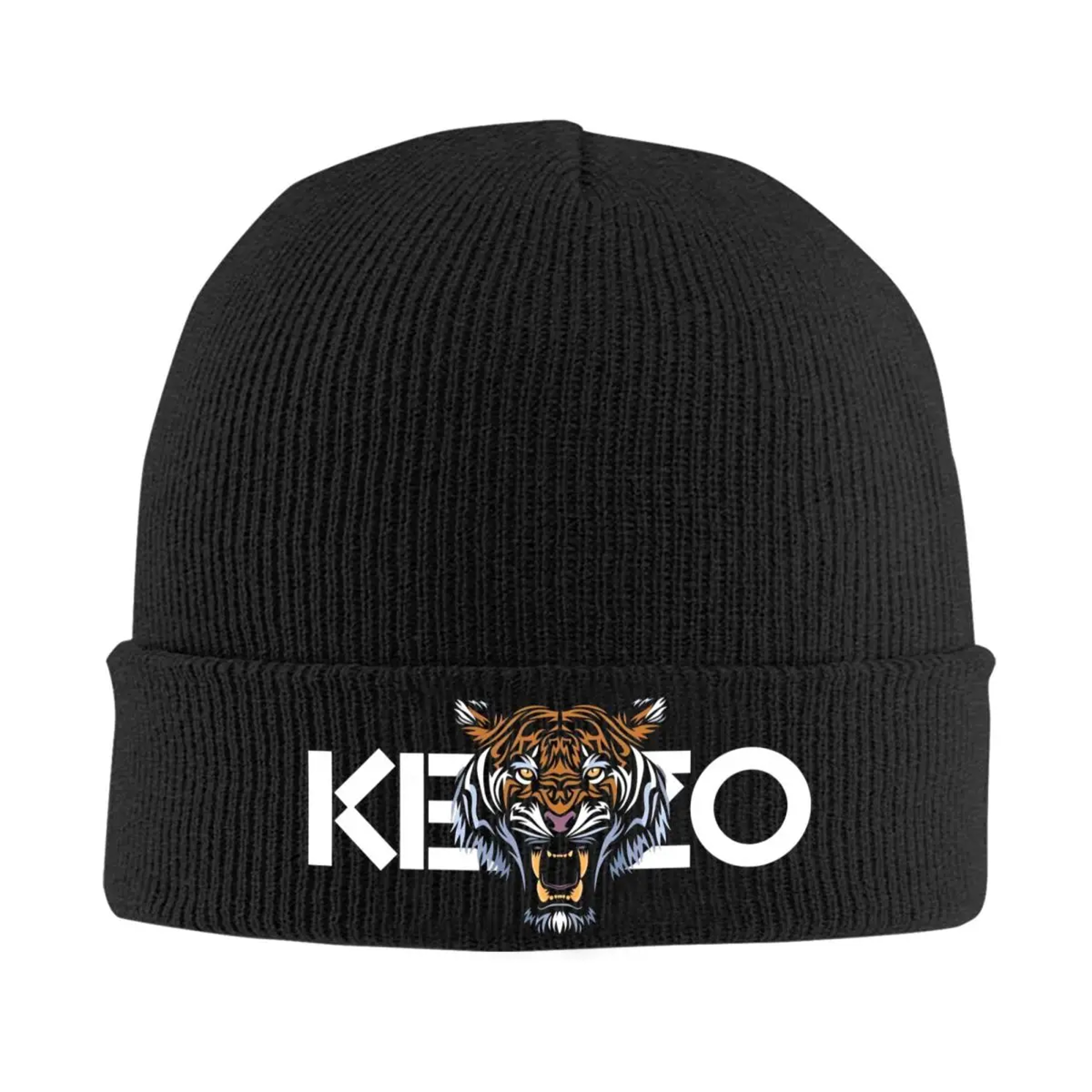 Tiger Print Fashion Caps, Luxury Brand Beanie Hats, Thermal Elastic Beanie Hats, Knitted Hat Autumn Winter Pattern, Fema – view 1