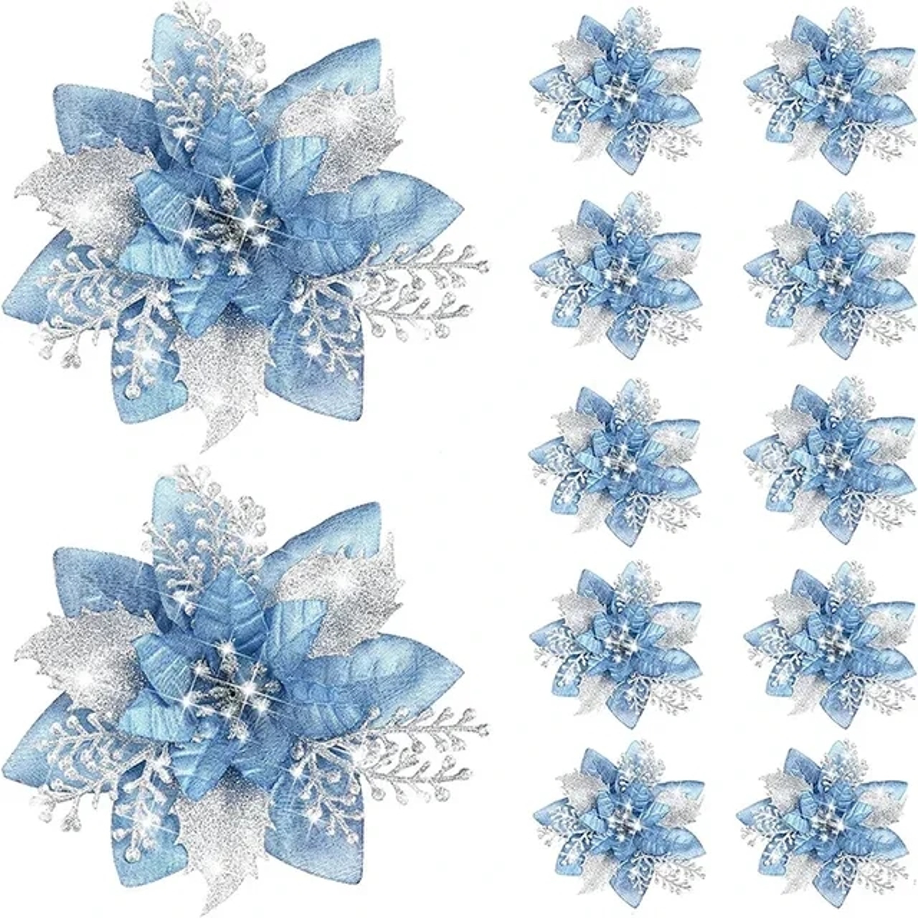 Glitter Pink Christmas Flowers Set of , Artificial Tree Ornaments, Merry Christmas and New Year Decorations for Home – view 8