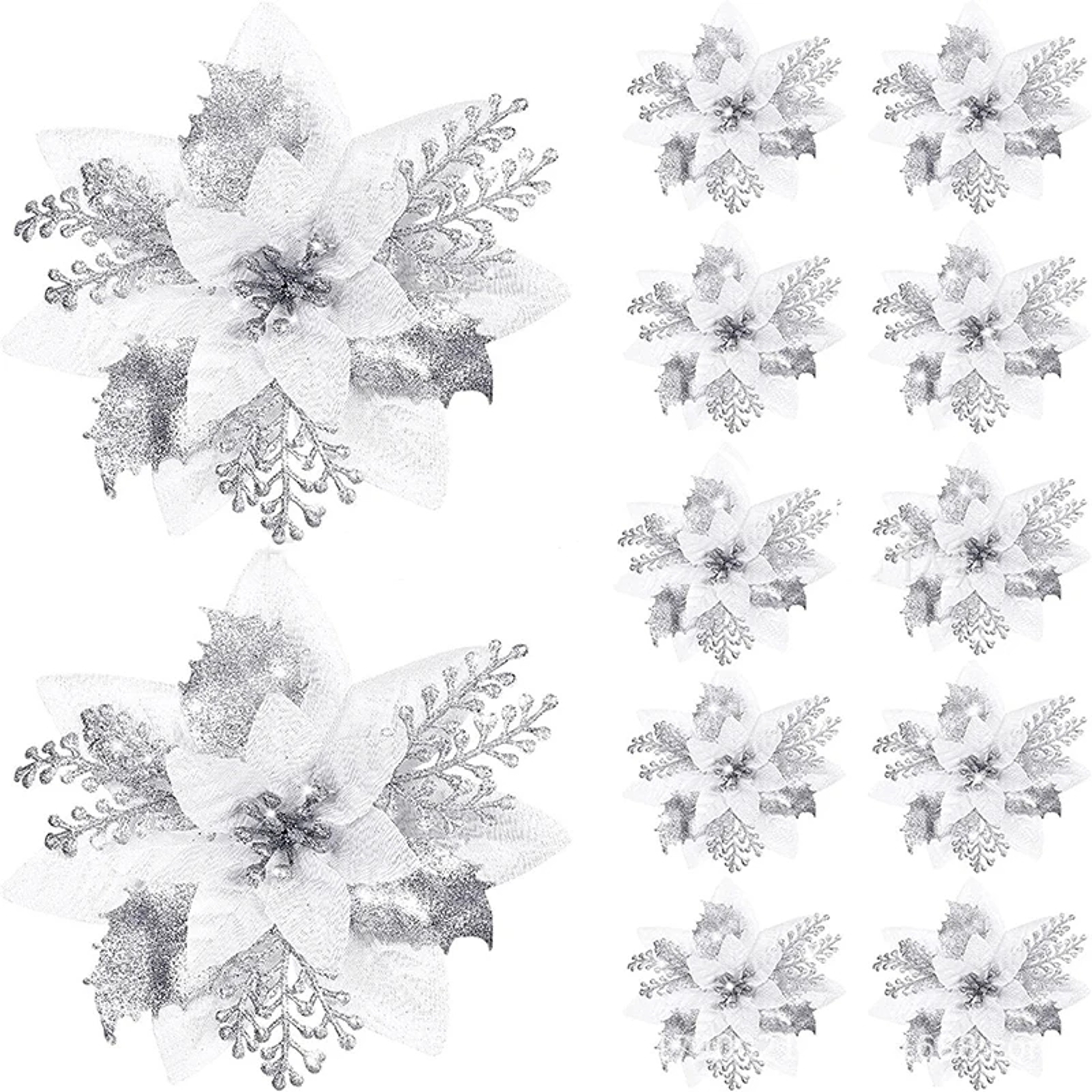 Glitter Pink Christmas Flowers Set of , Artificial Tree Ornaments, Merry Christmas and New Year Decorations for Home – view 11