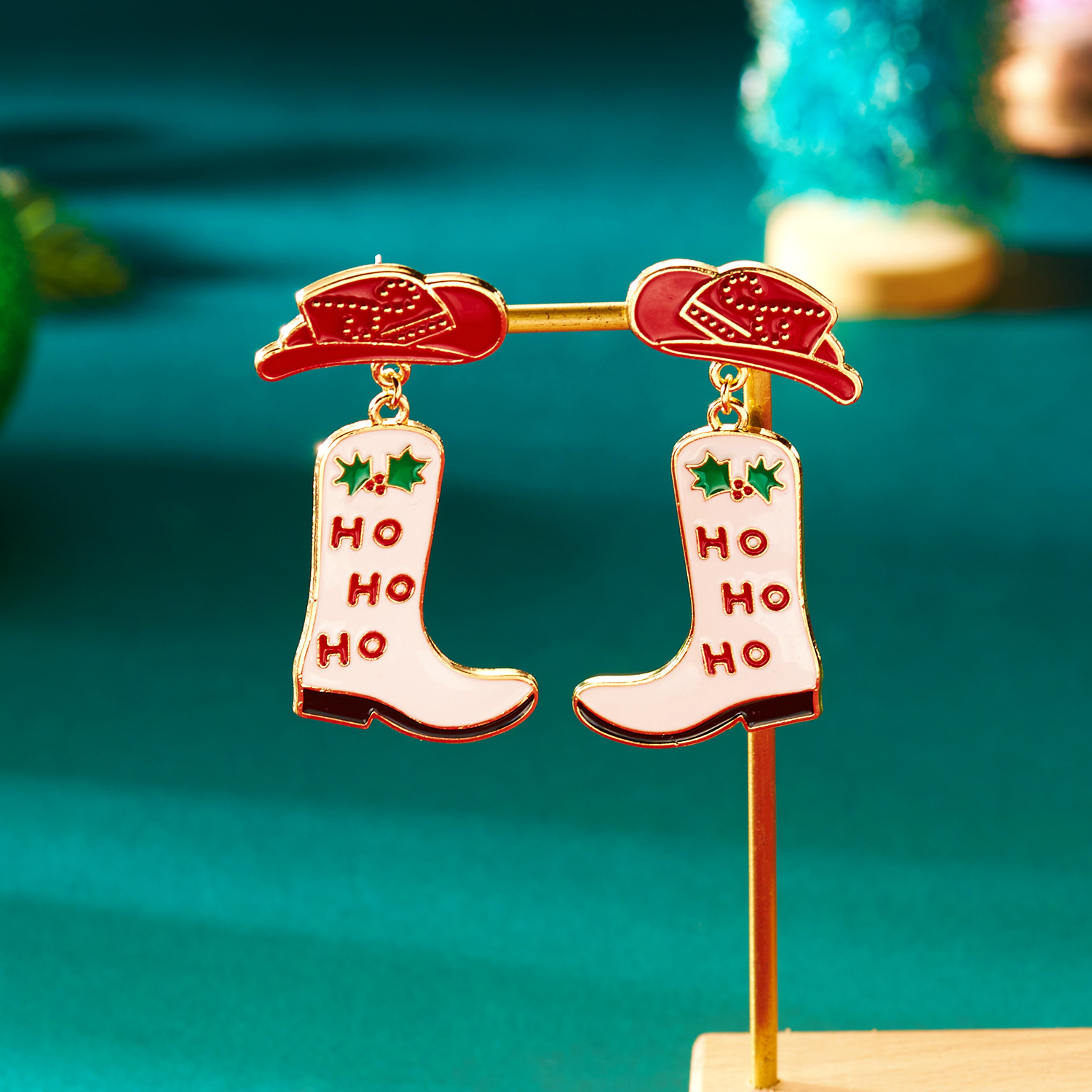 Cute Snowman, Colorful Crystal Zircon, Dangle Earrings For Women, Christmas Tree Snowflake Bow, Xmas New Year Party Gift – view 27