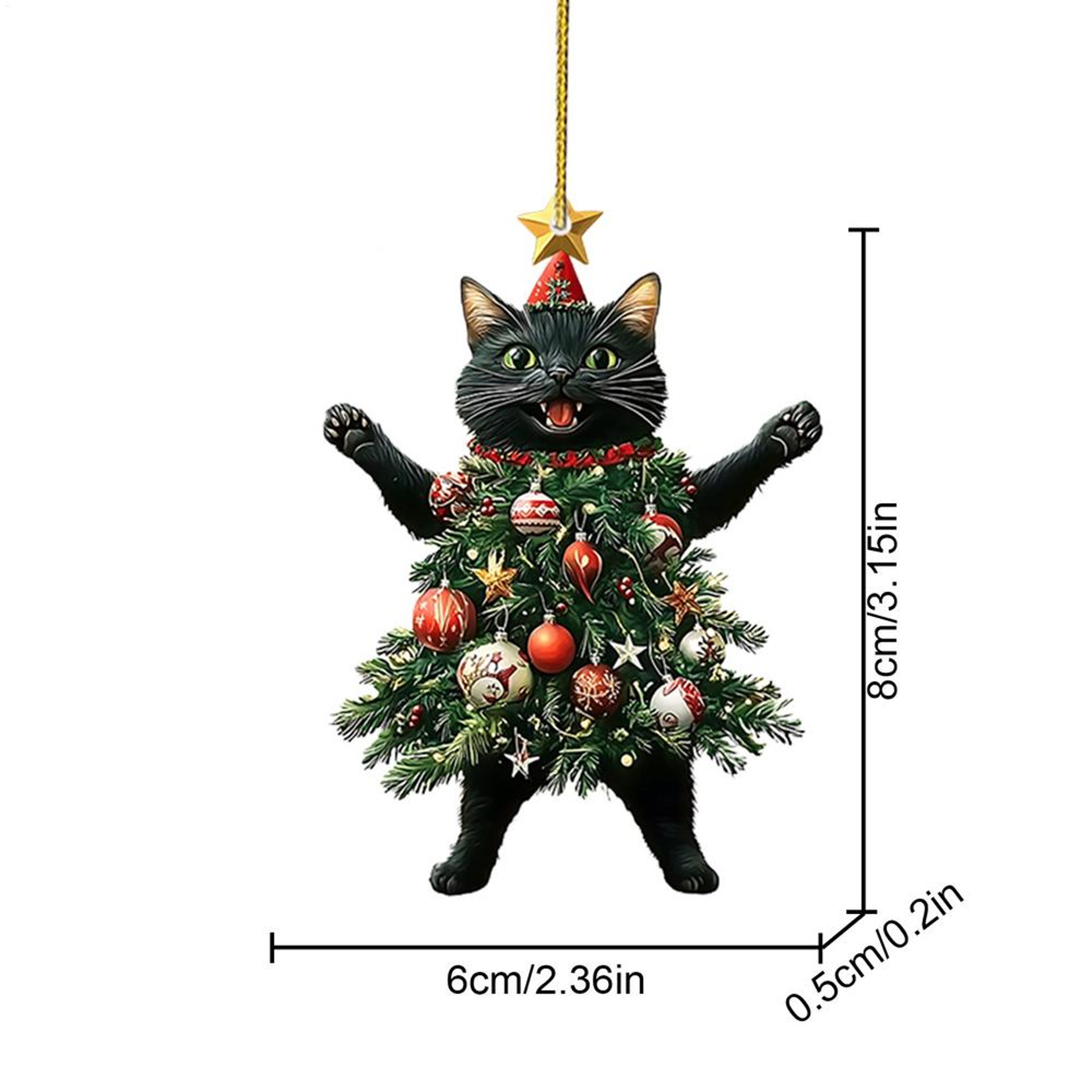 Christmas Tree Pendants Cute Cat Ornament Hanging Ornaments For Party Supplies New Year Gifts 6