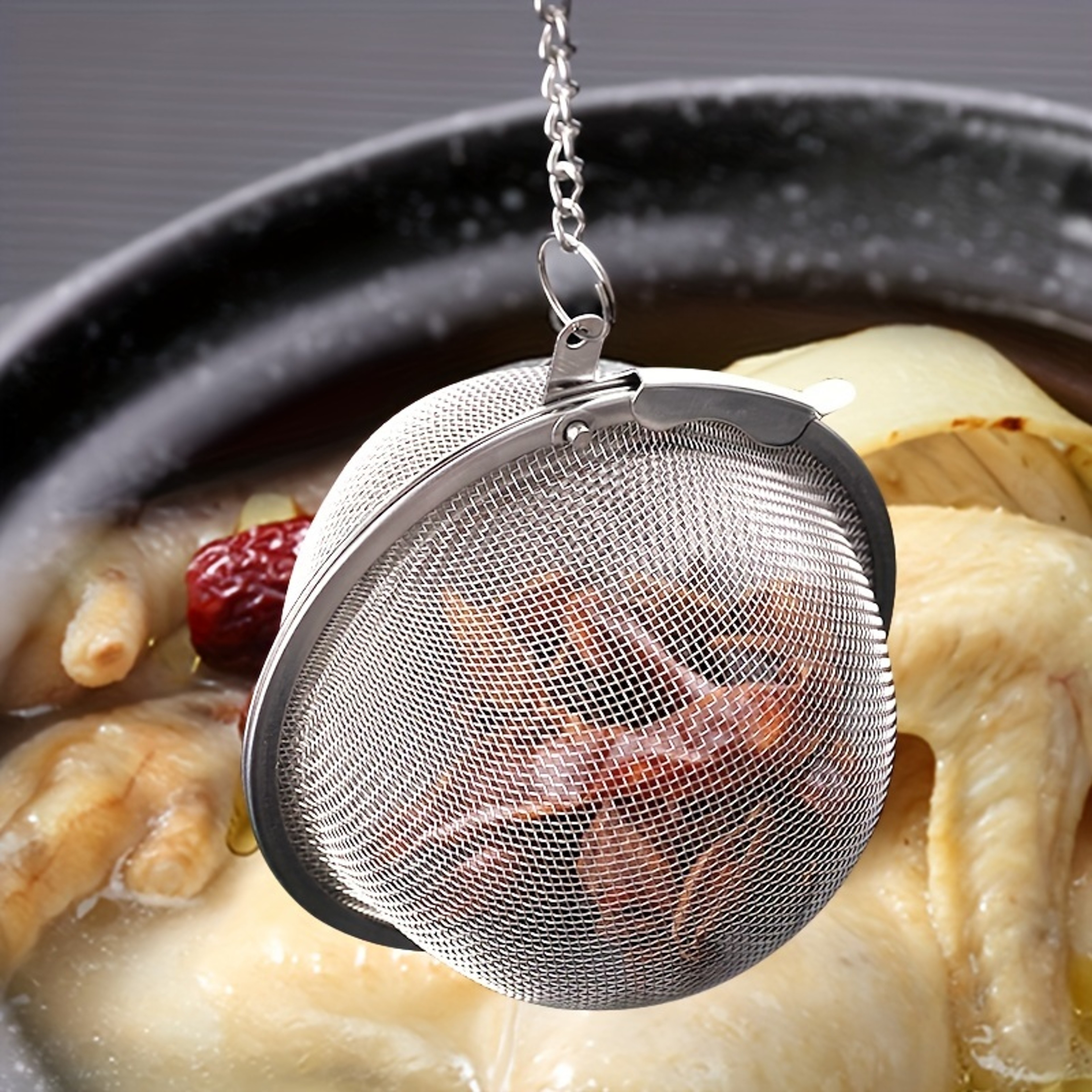 Tea Filter Ball Flavored Stainless Steel Filter Ball Soup Filter Ball With Extension Chain Hook 0