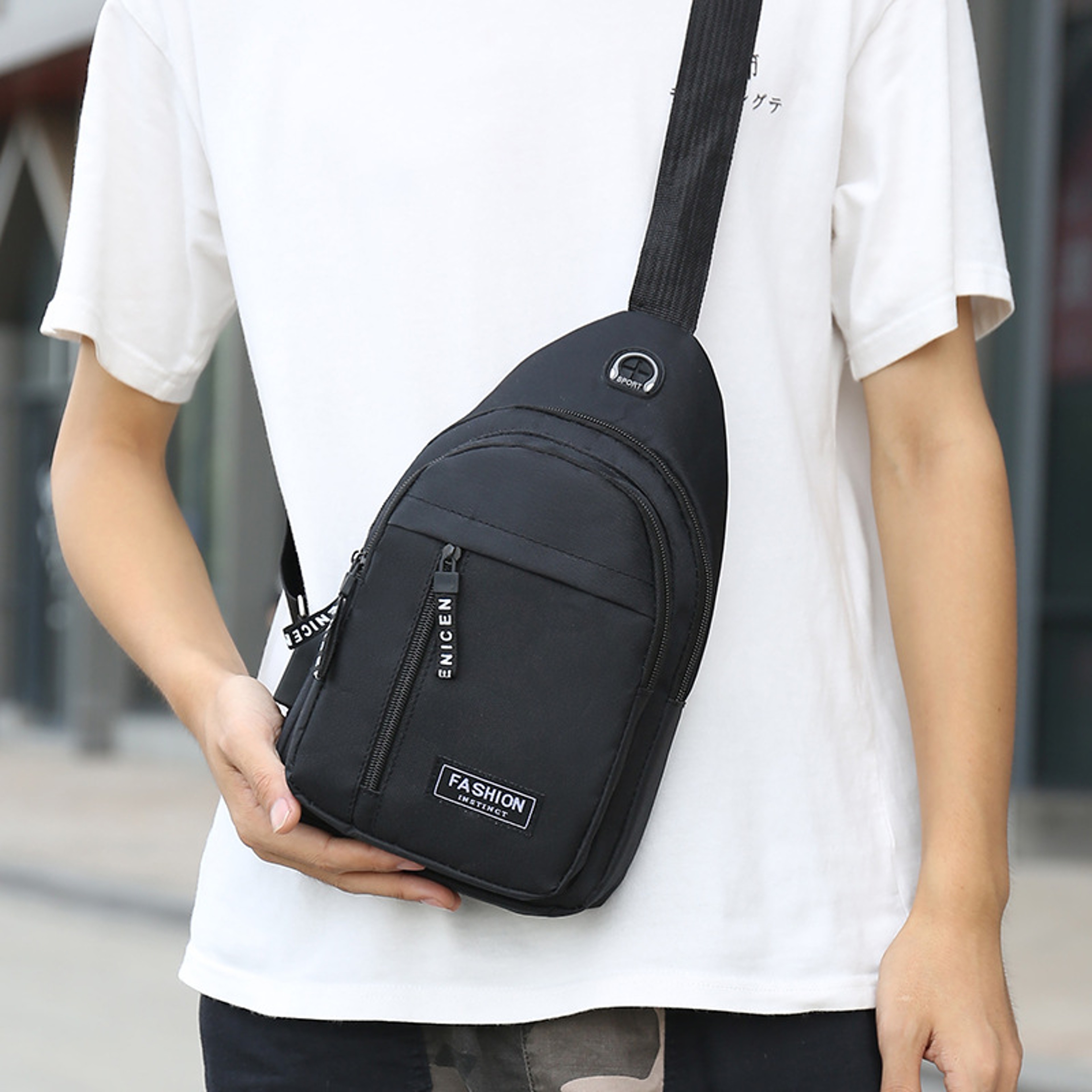Mens Fashion Trend Oxford Cloth Shoulder Bag New Multifunctional Chest Bag Casual Waterproof Messen 4