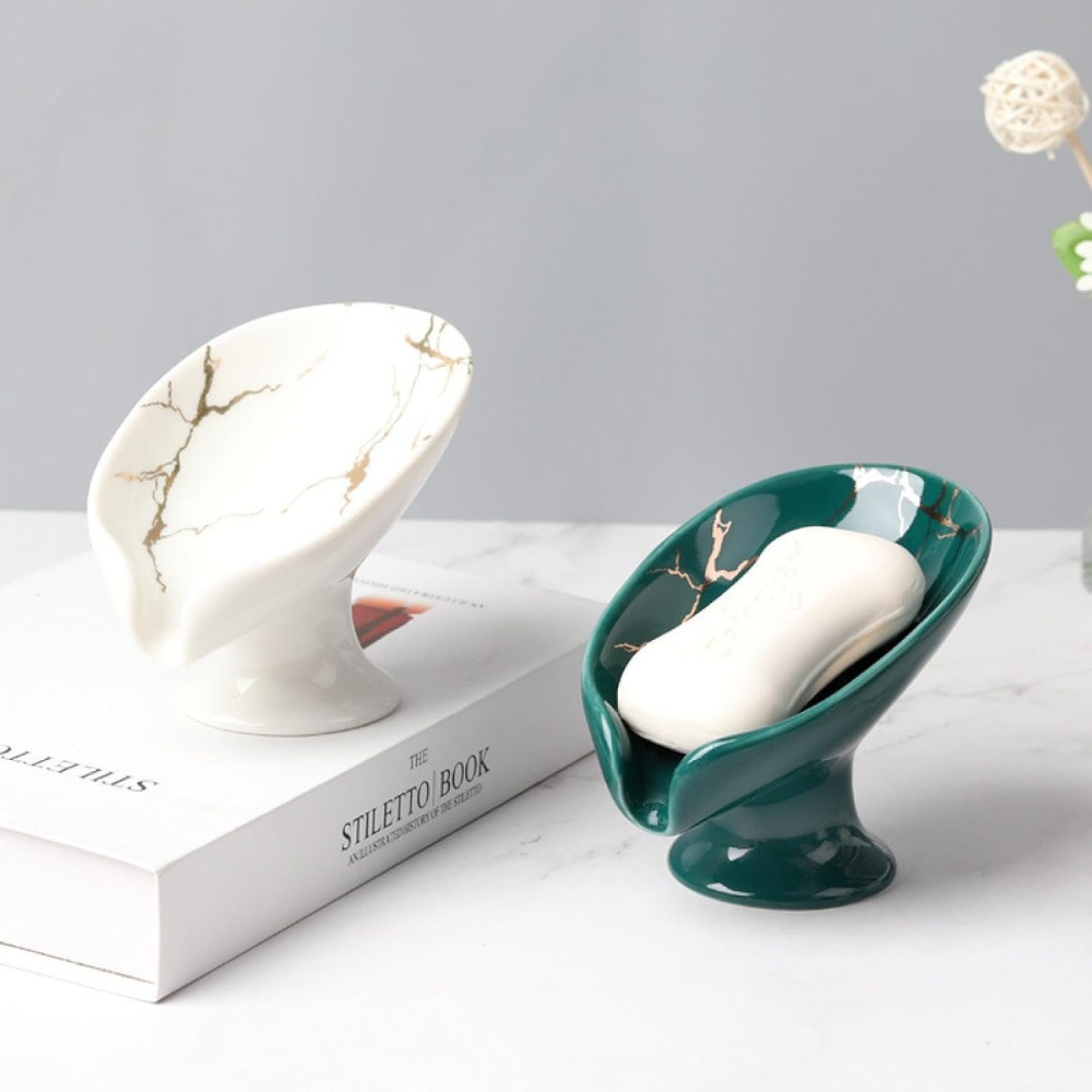Soap Holder Bathroom, Ceramic Leay Shower, Shape Box Water Guide Hole, Storage Plate – view 1