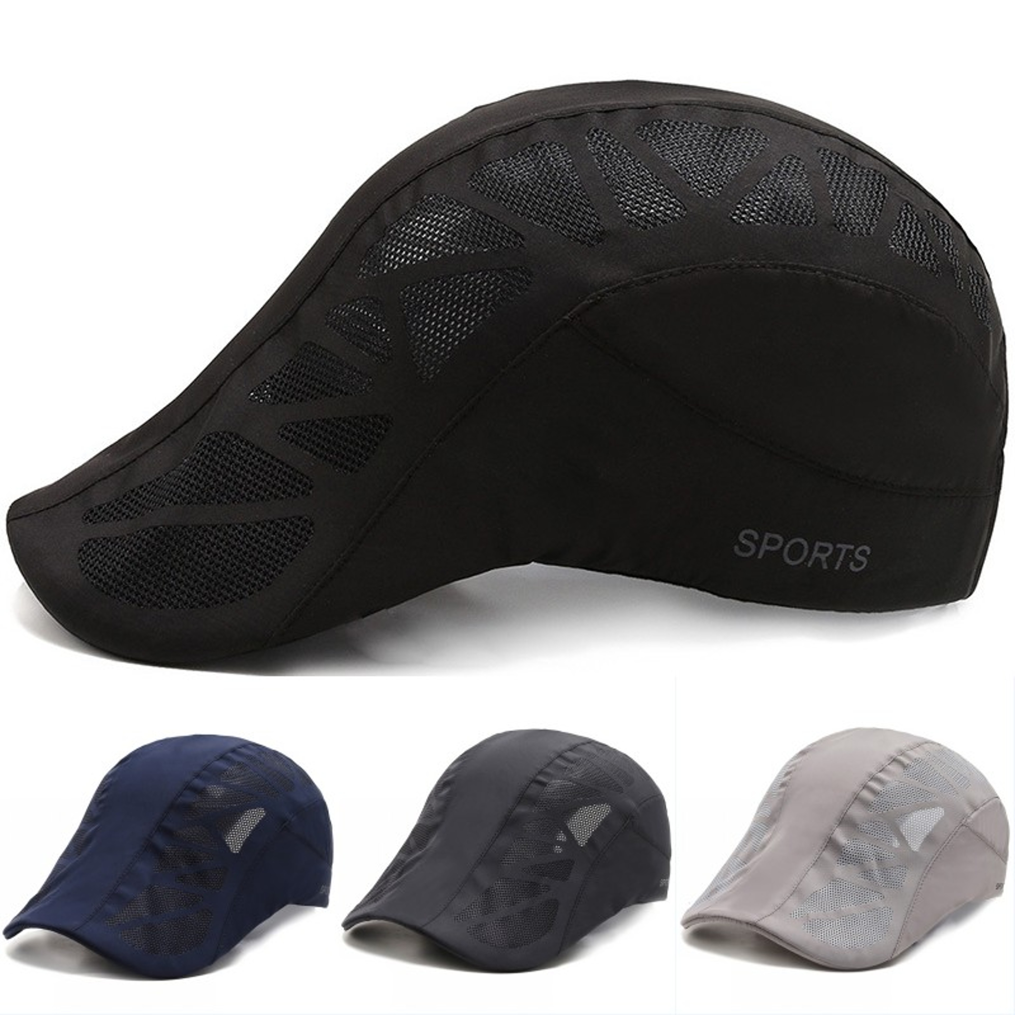 Breathable Mesh Quick Drying Summer Mens Sports Sun Hats Boina Golf Hat Fashion Solid Flat Cap 1