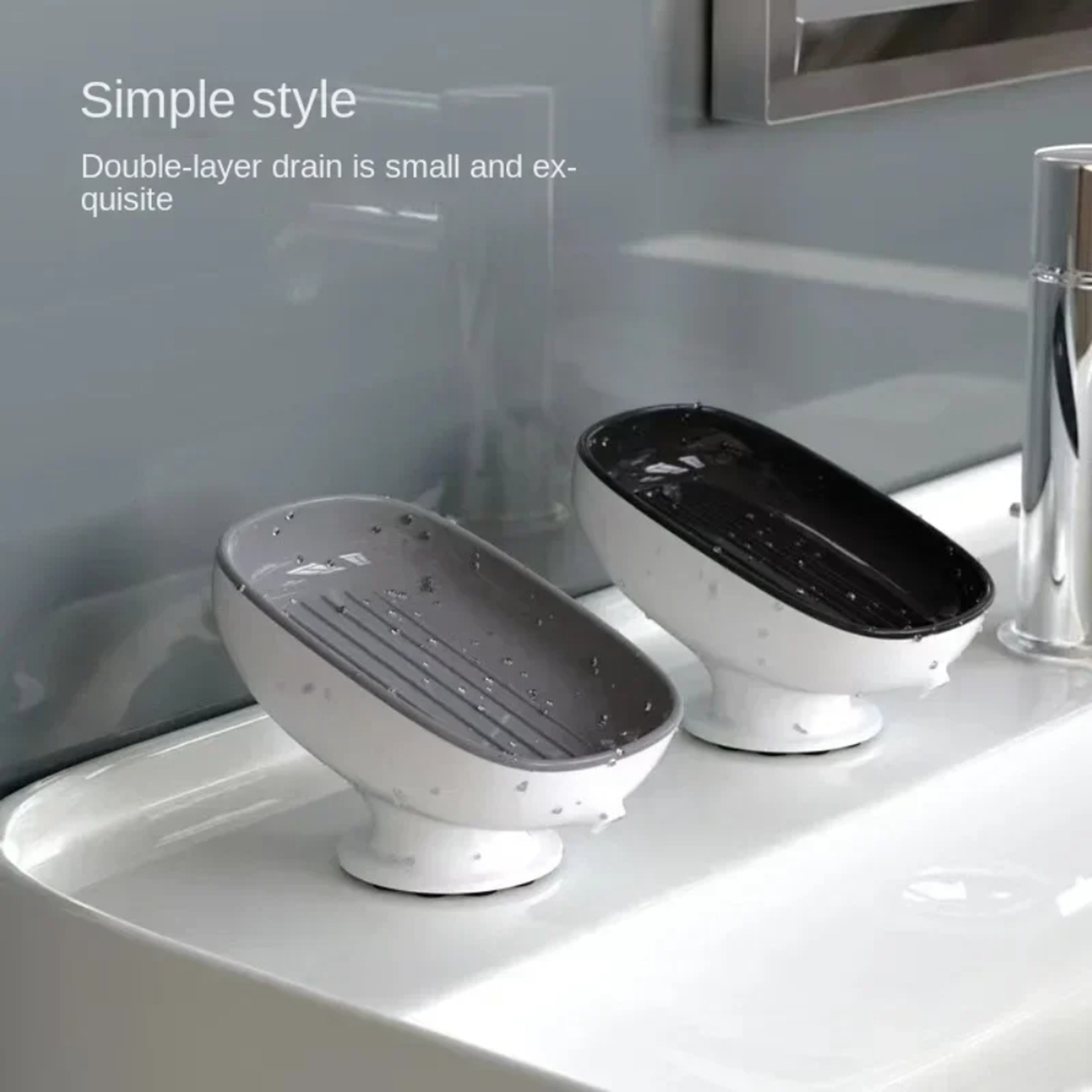 Bathroom Soap Holder, Super Suction Cup Soap Dish, Soap Container, Kitchen Sponge Holder with Drain Water – view 4