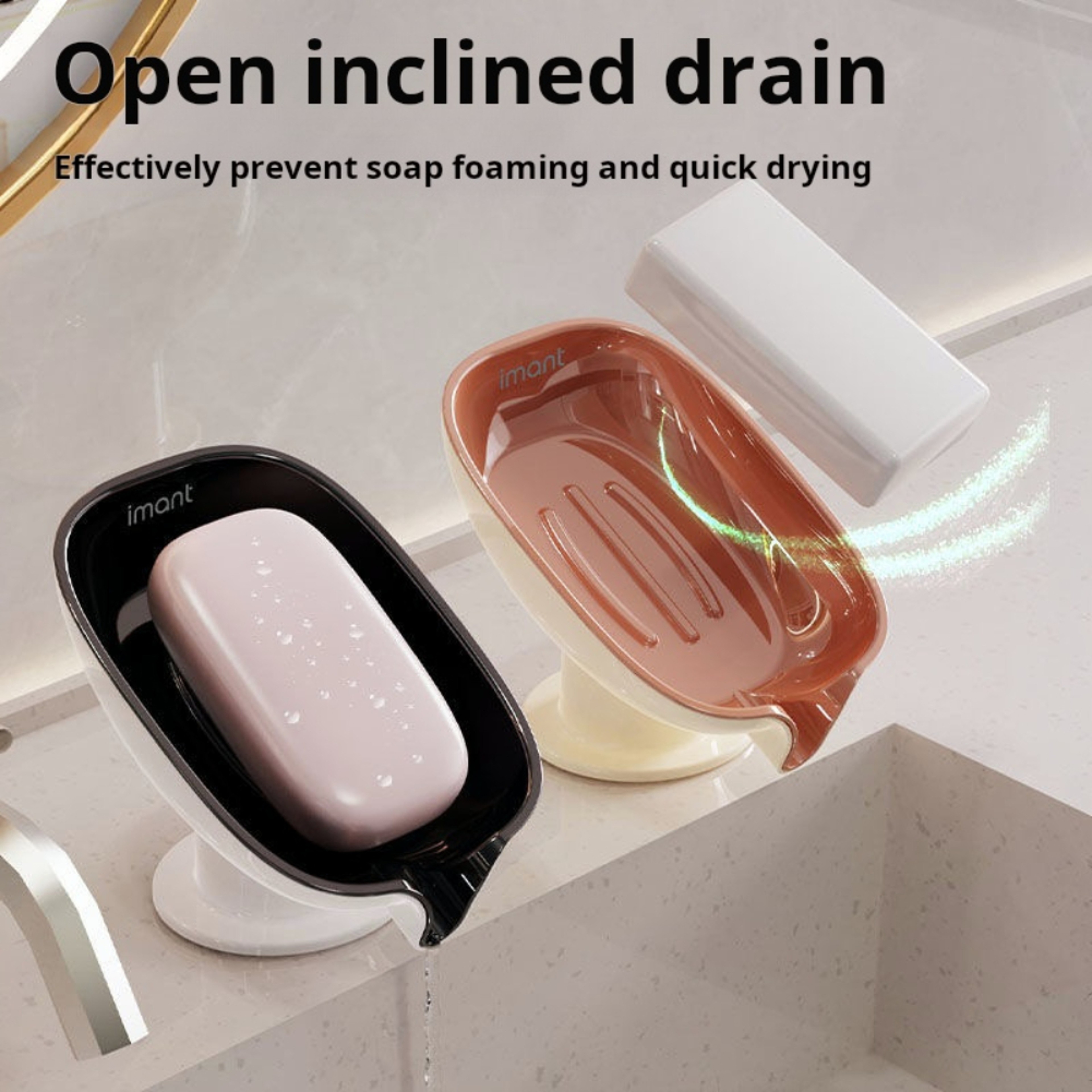 Bathroom Soap Holder, Super Suction Cup Soap Dish, Soap Container, Kitchen Sponge Holder with Drain Water – view 6