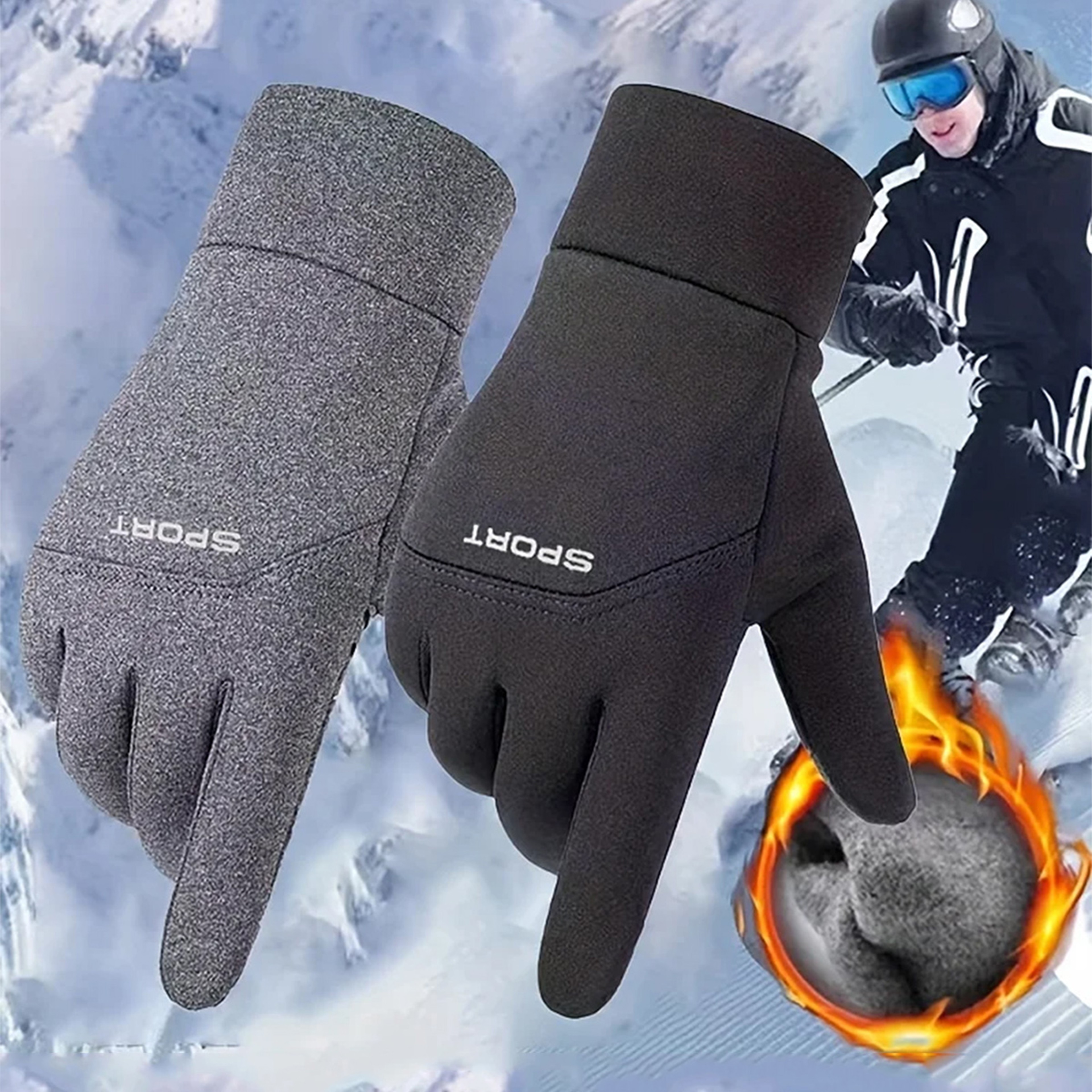 Touch Screen Gloves, Windproof, Waterproof, Warm Outdoor Gloves for Running, Cycling, Thumb and Index Finger – view 1